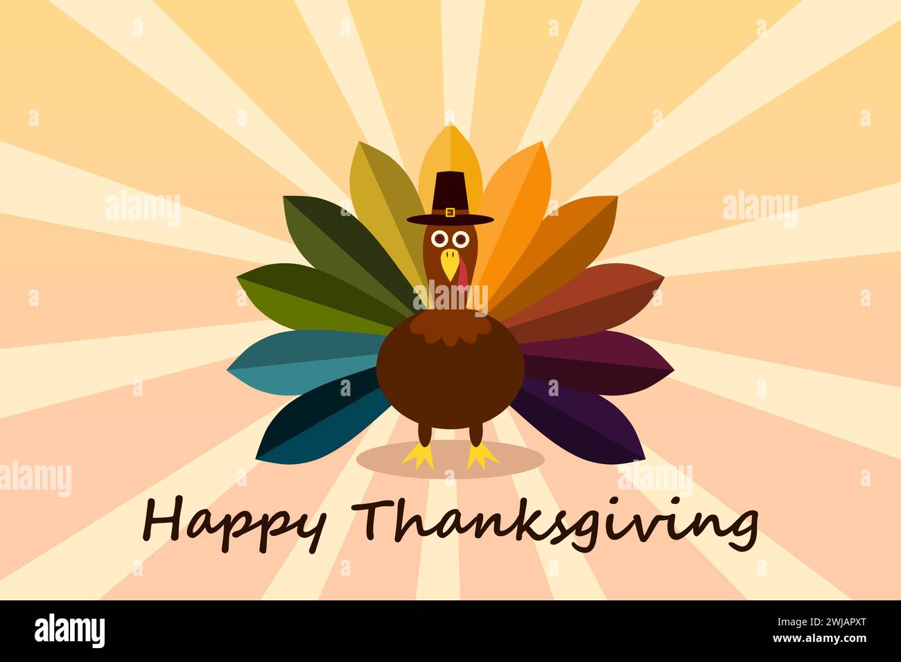 Feier des Thanksgiving Day mit truthahnvogel. Design der Grußkarte „Happy Thanksgiving Day“. Stock Vektor