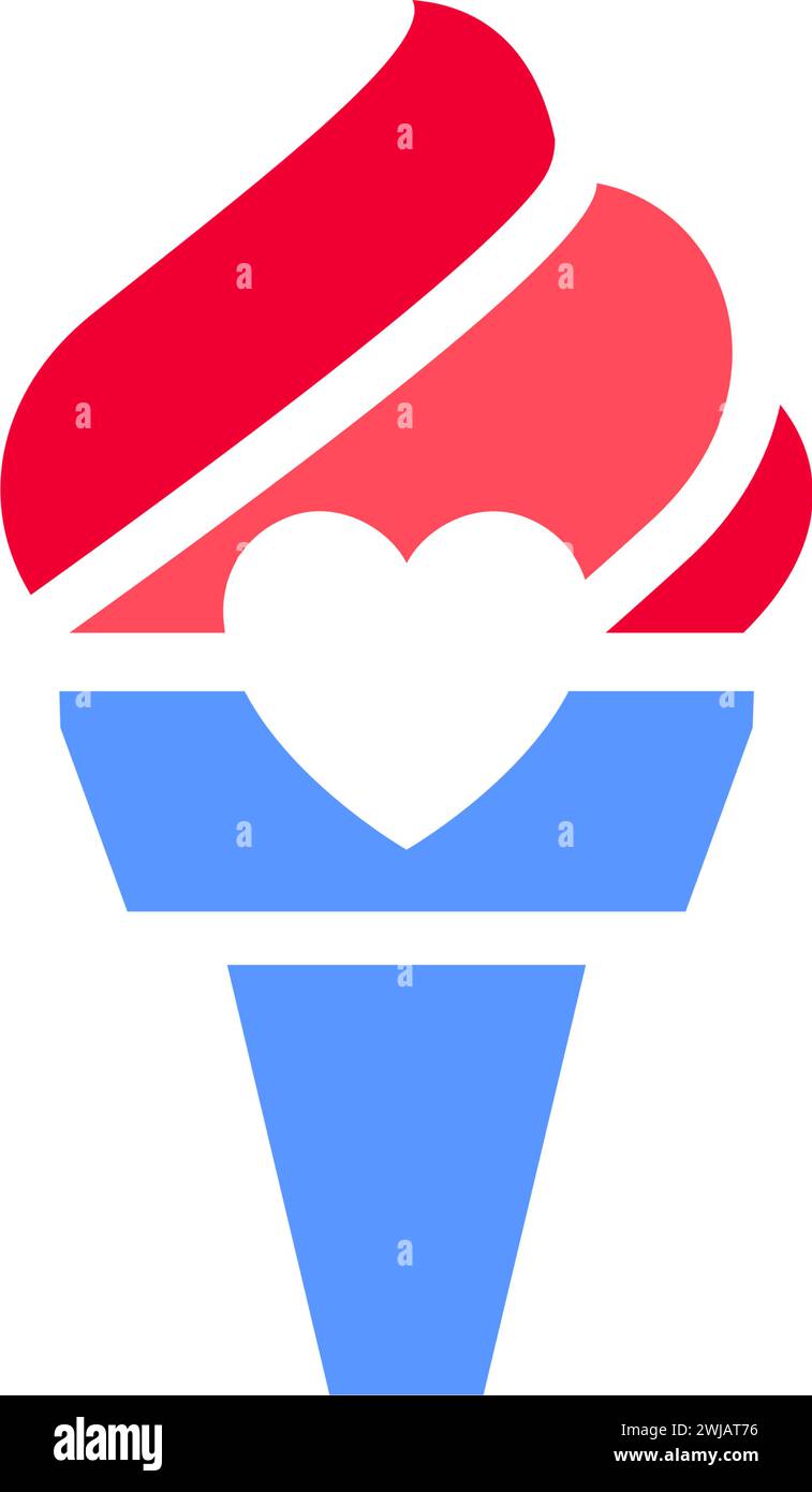 Eiskrem-Ikone oder Valentinstag-Symbol, Feiertagsschild für Feierlichkeiten, Vektor-trendiger moderner Stil. Stock Vektor