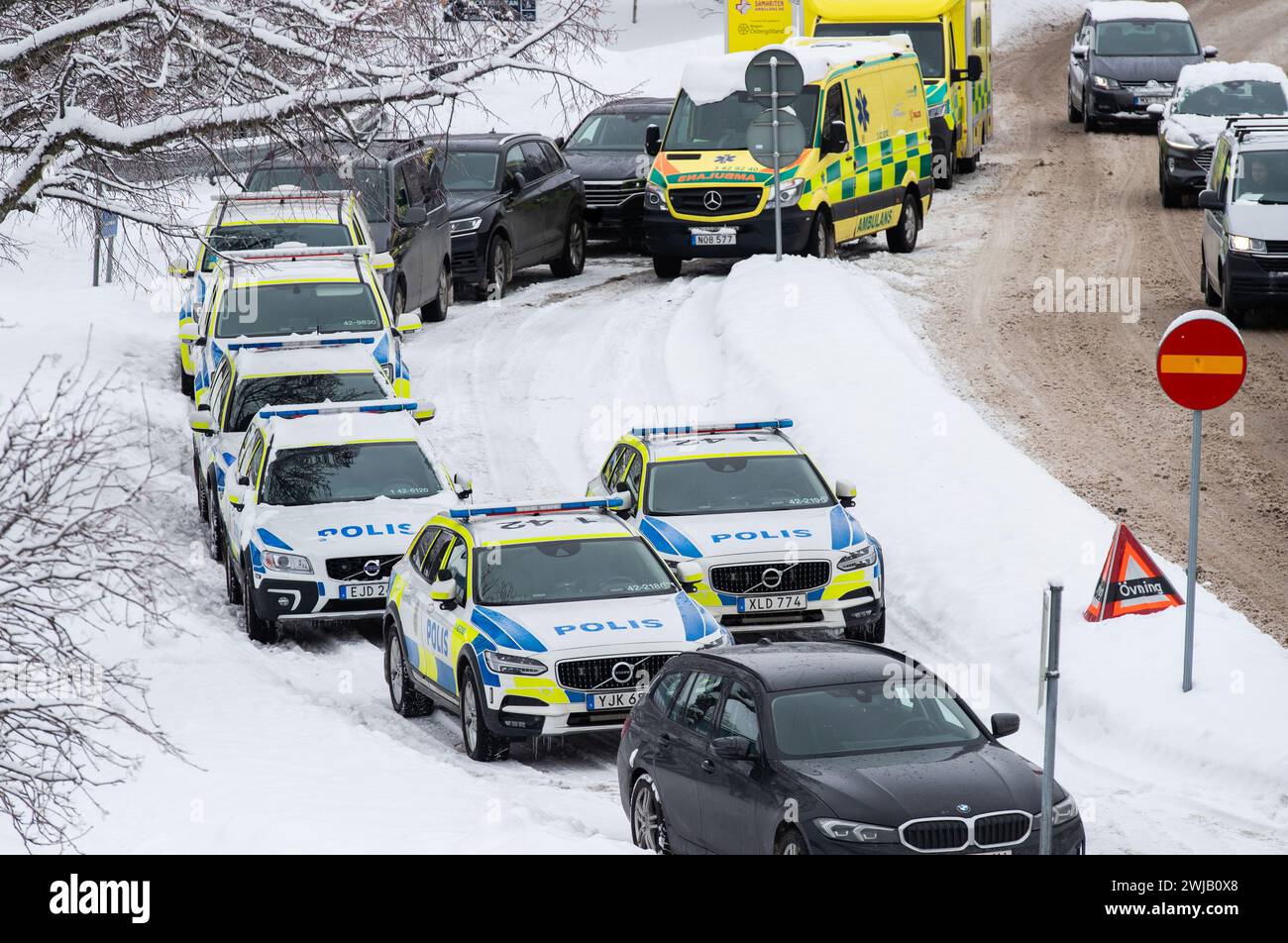 Am Dienstag übten Polizei und Rettungsdienste in Linköping (Schweden: pågående dödligt våld, PDV) oder in englischer Sprache Active Shooter. Stockfoto