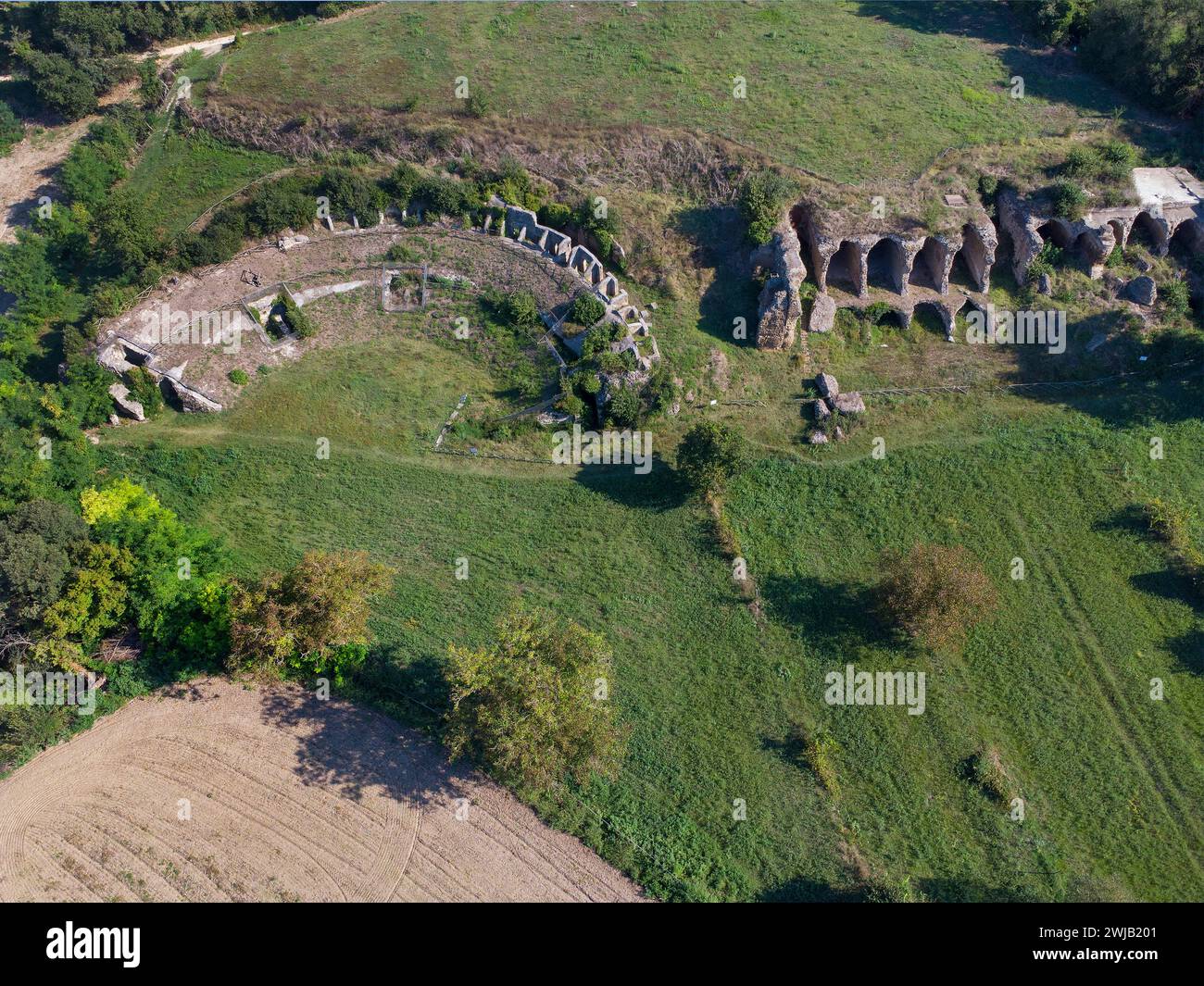 Otricoli (Italien, Umbrien, Provinz Terni), archäologisches Gebiet von Ocriculum, Theater und Großbauten Stockfoto