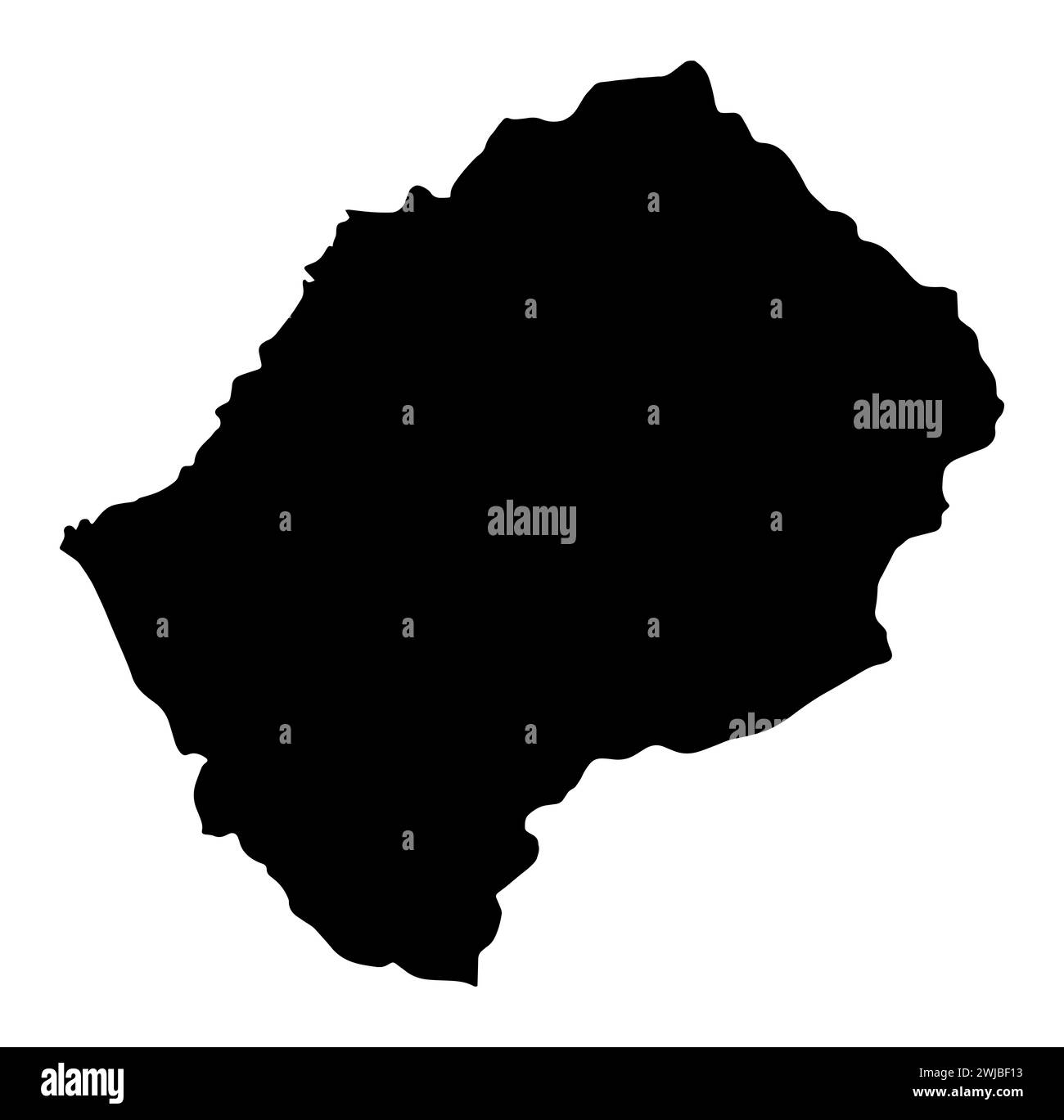 Lesotho Umrisskarte auf weißem Hintergrund Stockfoto