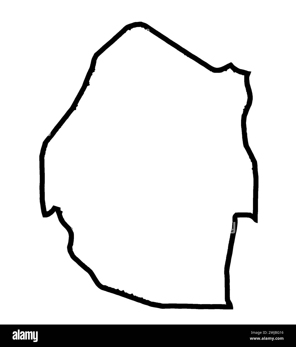 Umriss Silhouette Karte von Eswatini, dem südafrikanischen Land isoliert auf einem weißen Hintergrund Stockfoto