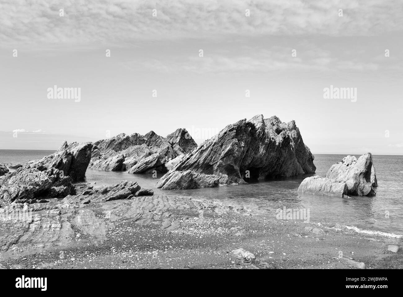 Felsiger Strand in Ilfracombe, Devon, Großbritannien Stockfoto