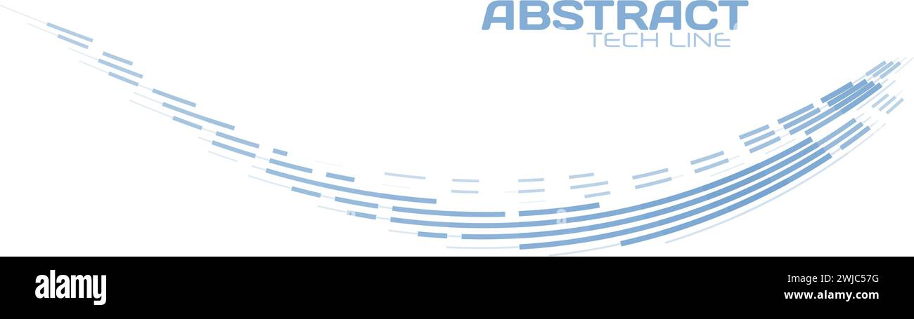 Abstrakte Tech-gekrümmte Linie mit blauen Streifen. Einfaches grafisches Muster mit breiten Vektoren Stock Vektor