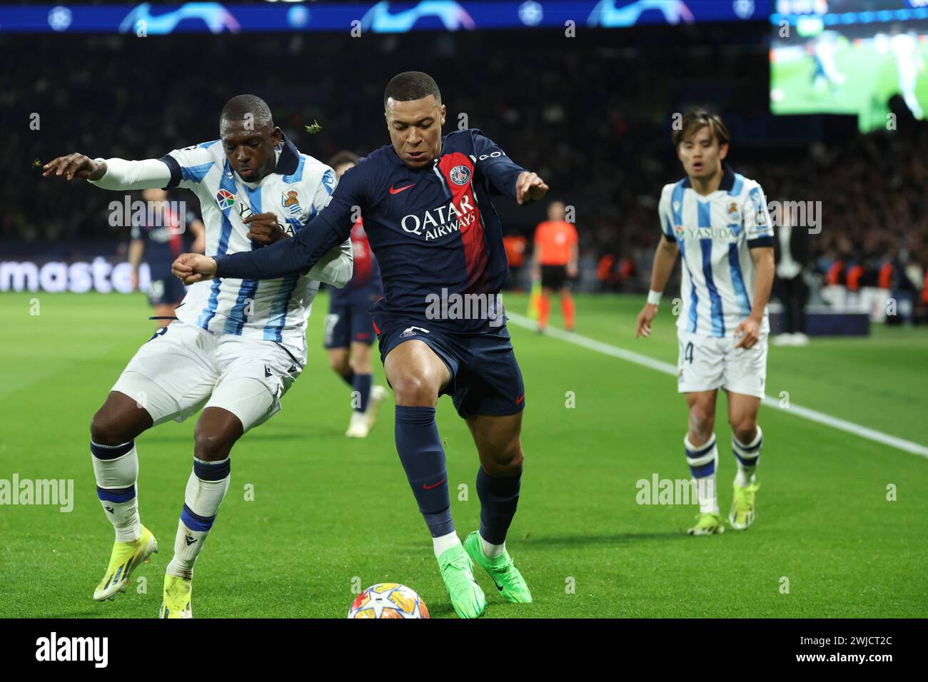 Paris, Frankreich. Februar 2024. © PHOTOPQR/LE PARISIEN/Le Parisien/Arnaud Journois ; PARIS ; 14/02/2024 ; FUSSBALL, LIGUE DES CHAMPIONS UEFA, HUITIEMES DE FINALE ALLER, 14.02.2024, PARIS, PARC DES PRINCES/PARIS SG - REAL SOCIEDAD /PHOTO LE PARISIEN/ARNAUD JOURNOIS Kylian Mbappé Credit: MAXPPP/Alamy Live News Stockfoto