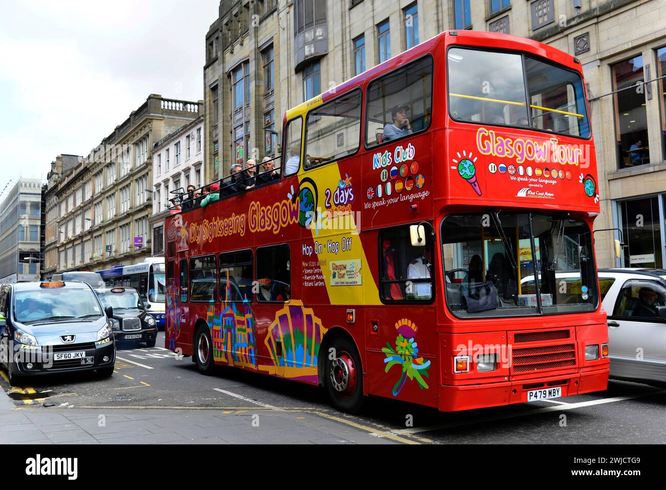 Sightseeing Bus im Zentrum von Glasgow, Schottland, Großbritannien Stockfoto