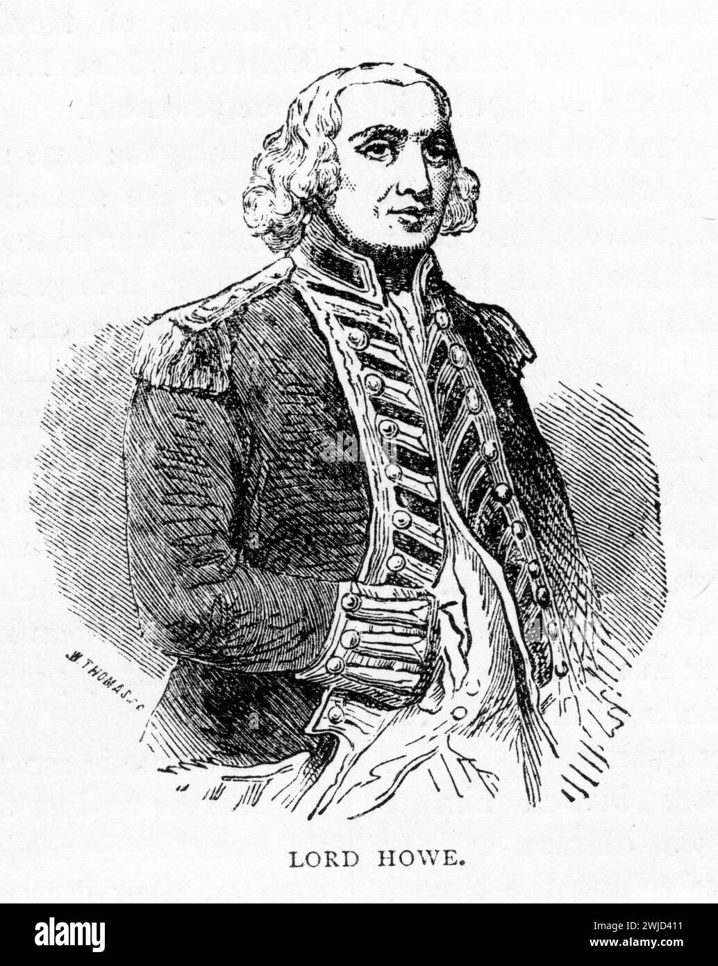 Porträt von Admiral der Flotte Richard Howe, 1. Earl Howe, 1726–1799, einem britischen Marineoffizier. Veröffentlicht um 1880 Stockfoto