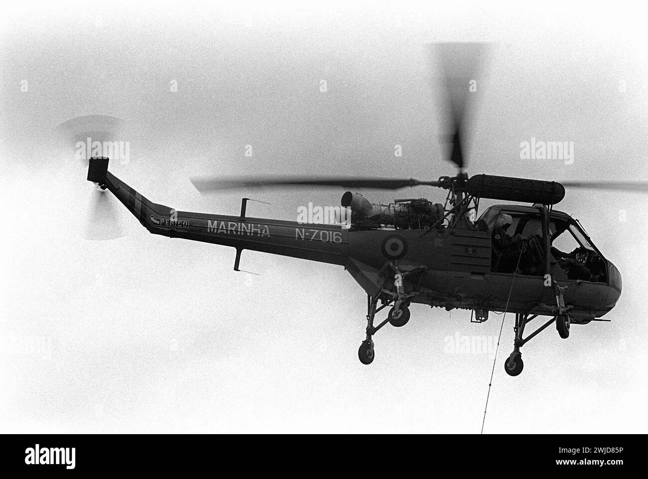 Eine rechte Seitenansicht eines brasilianischen Hubschraubers, der an Übung Unitas XX 1979 teilnimmt Stockfoto