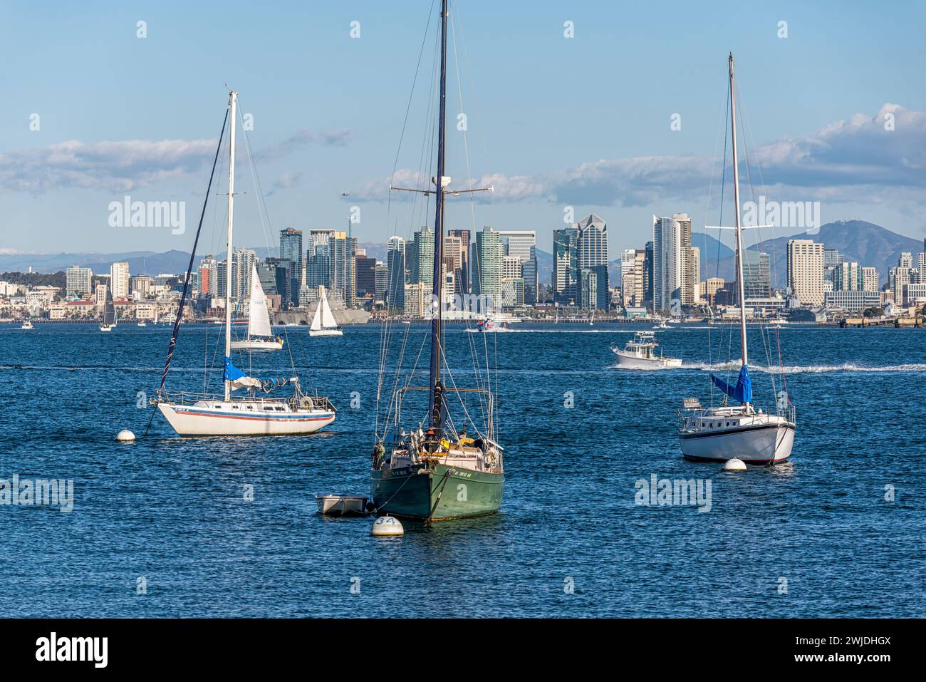 San Diego Hafen und Skyline an einem malerischen Nachmittag. San Diego, Kalifornien, USA. Stockfoto
