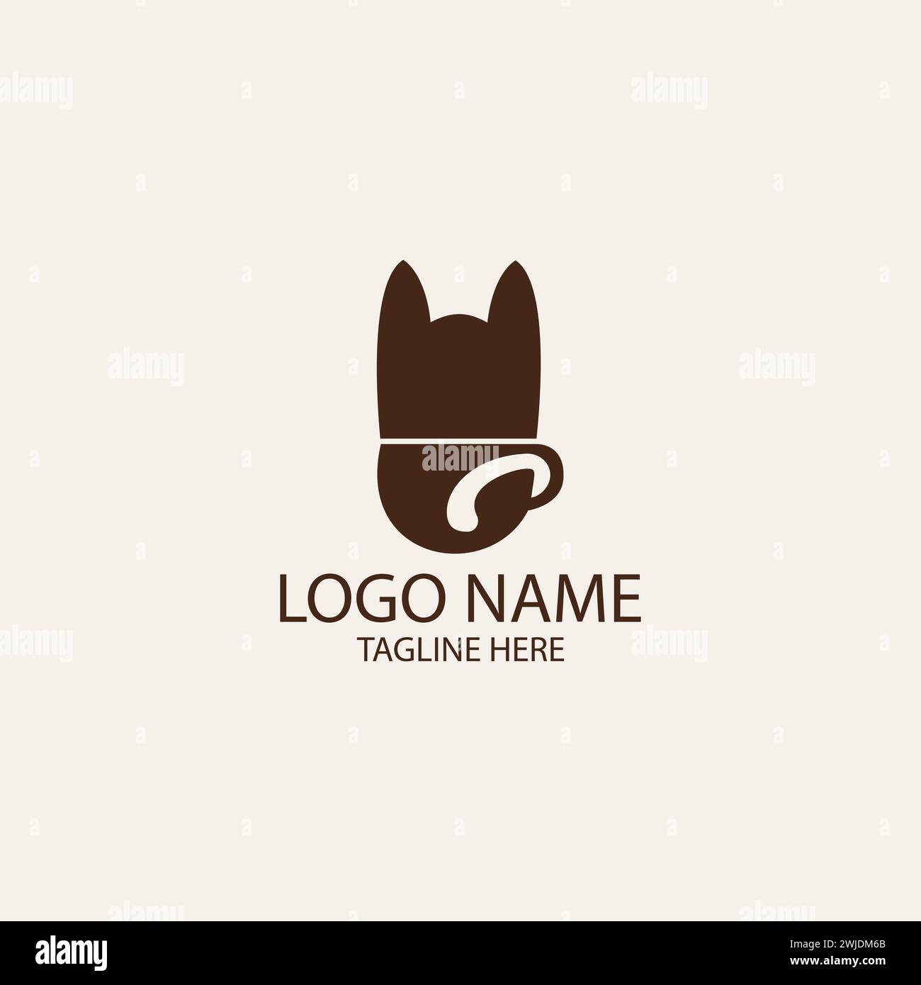 Cat Coffee Logo Design Vektor Stock Vektor
