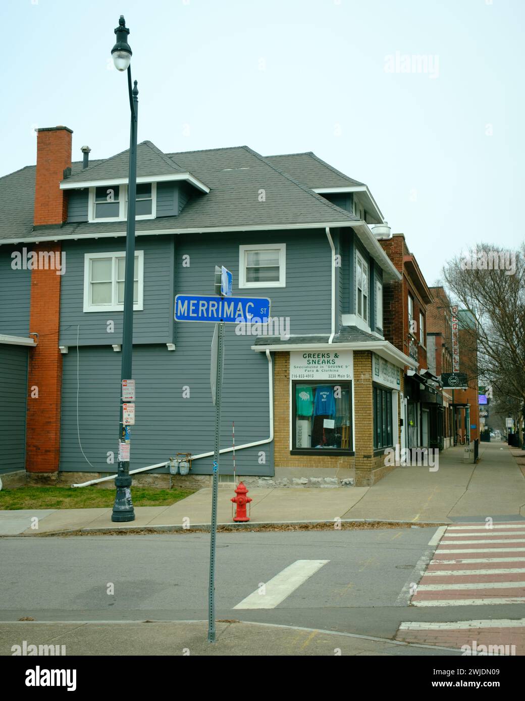 Die Kreuzung von Merrimac Street und Main Street in Buffalo, New York Stockfoto