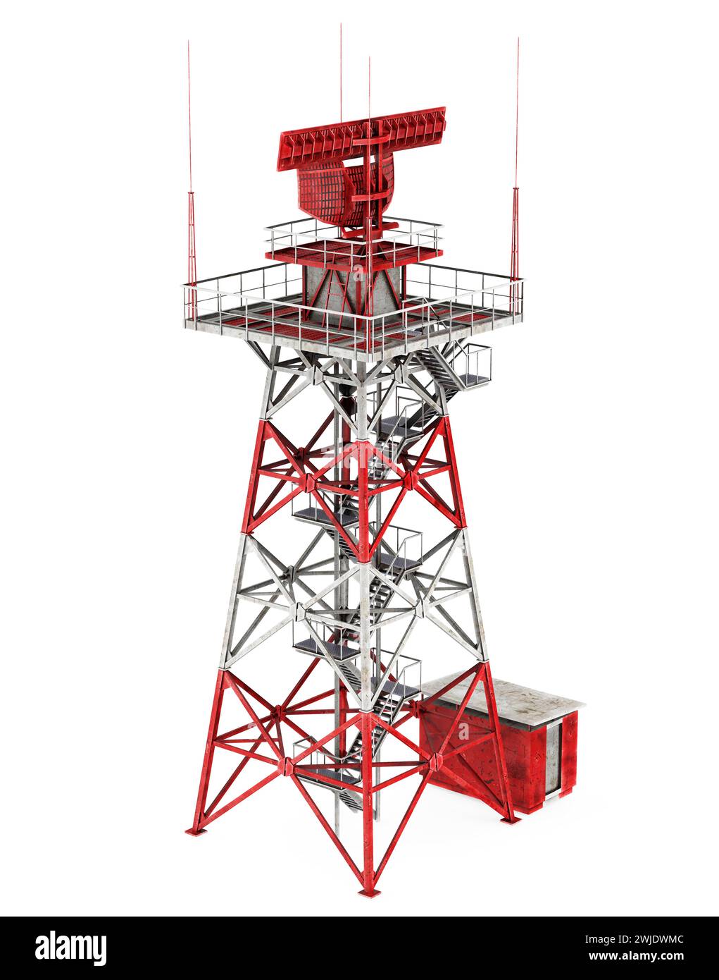 Radar Tower Station Isoliert Stockfoto