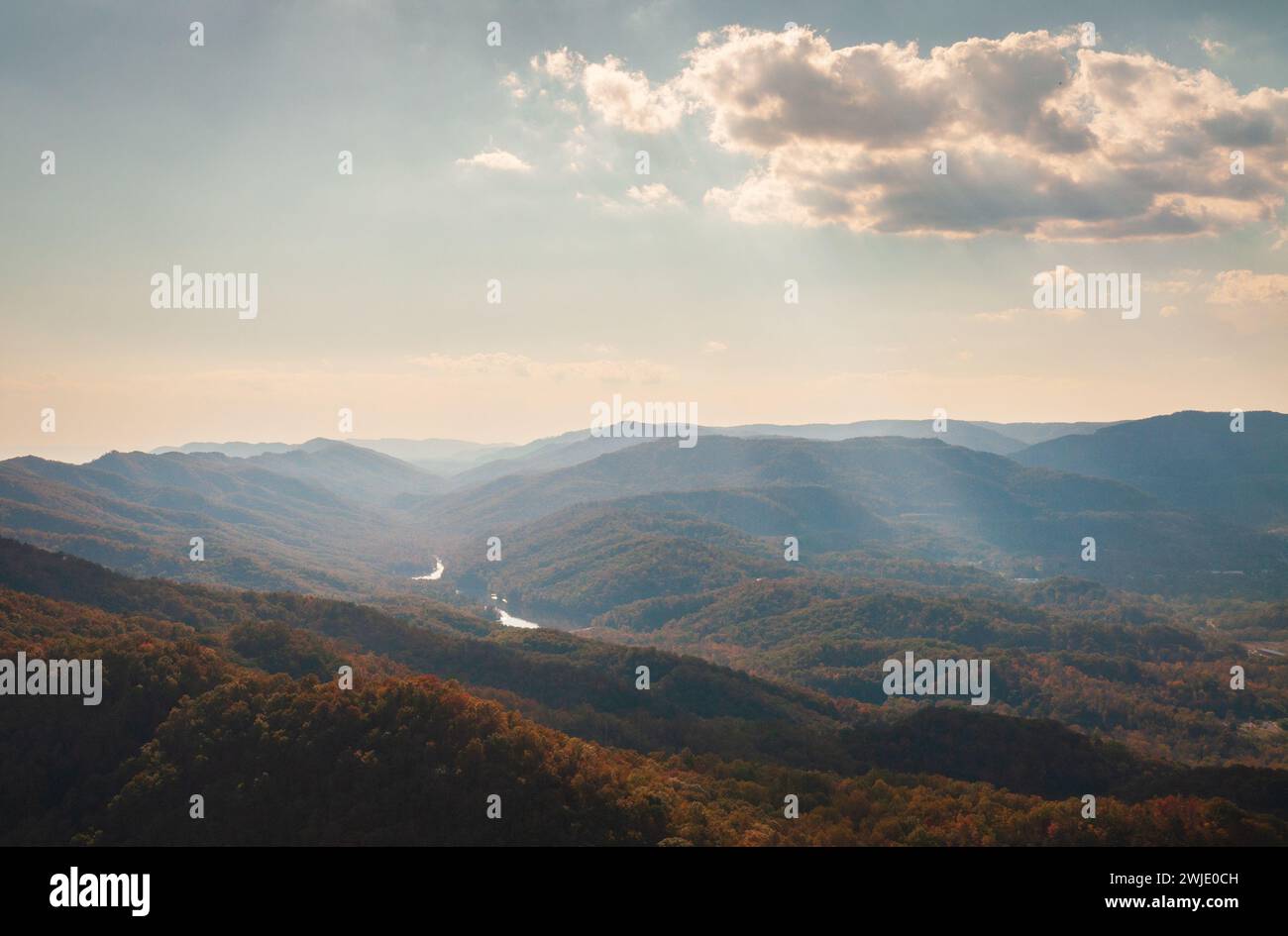 Ein trüber Morgen am Pinnacle Overlook, Cumberland Gap National Historical Park Stockfoto