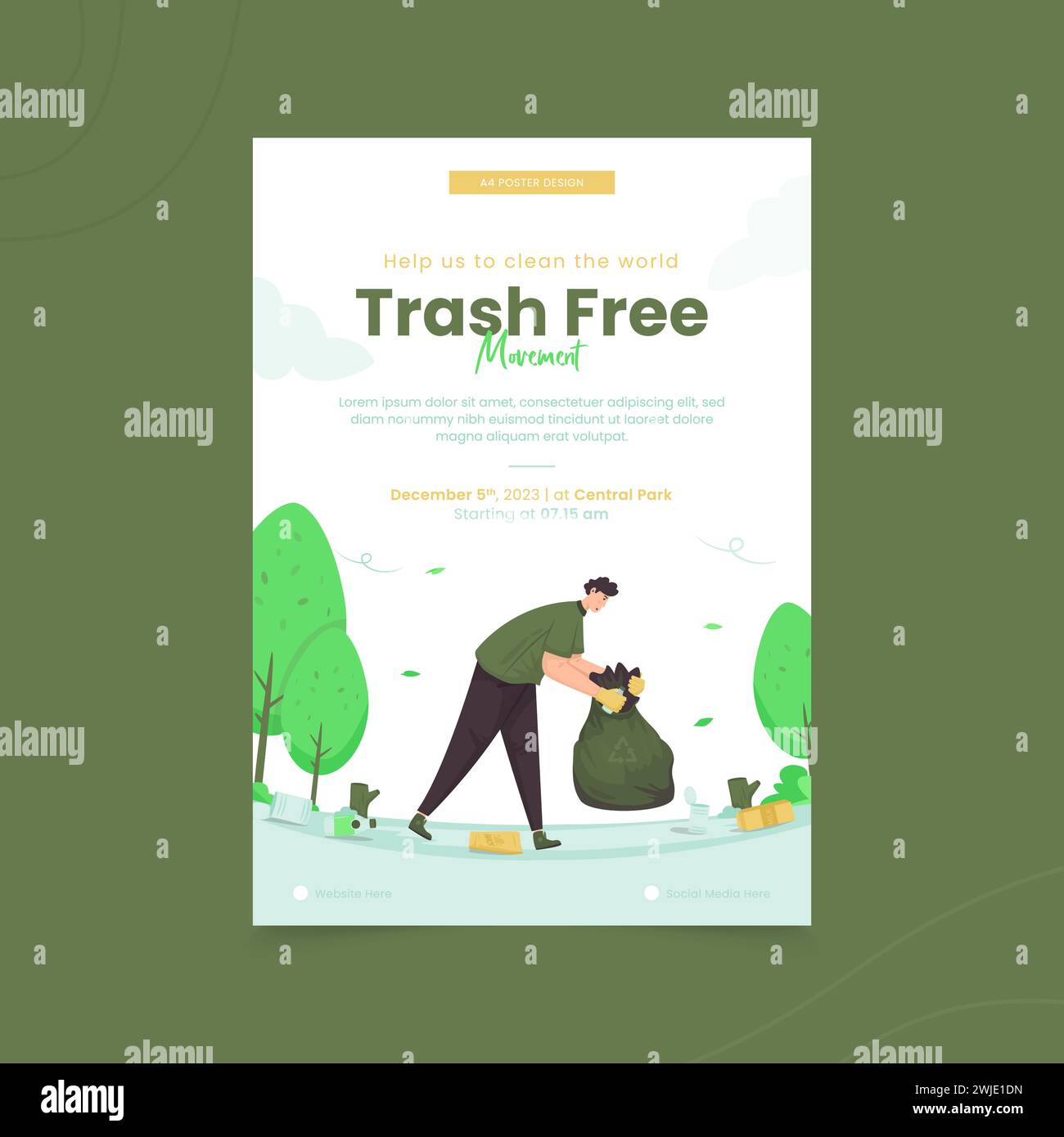 Umweltfreundliche umweltfreundliche Illustration auf Plakatdesign ohne Müll Stock Vektor