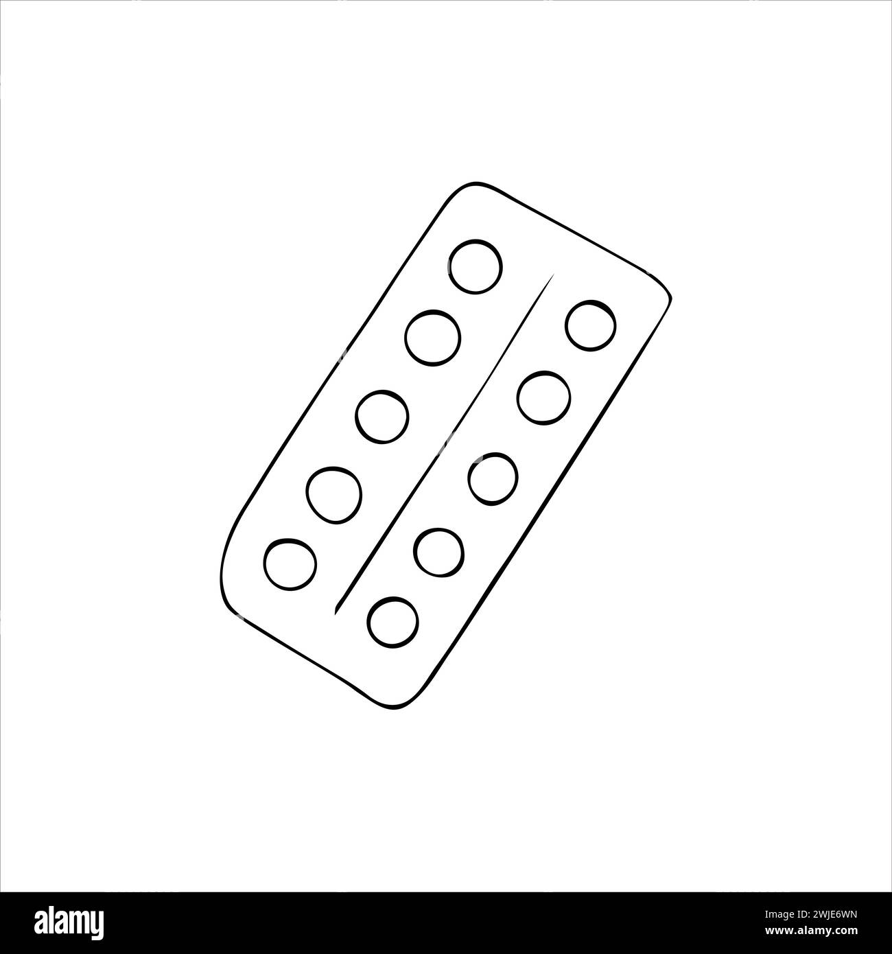 Handgezeichnetes Pack Pillen Icon Strich. Sketch-Pillen. Tabletten, Tabletten in Packungen. Medizinische Illustration im Doodle-Stil. Stock Vektor