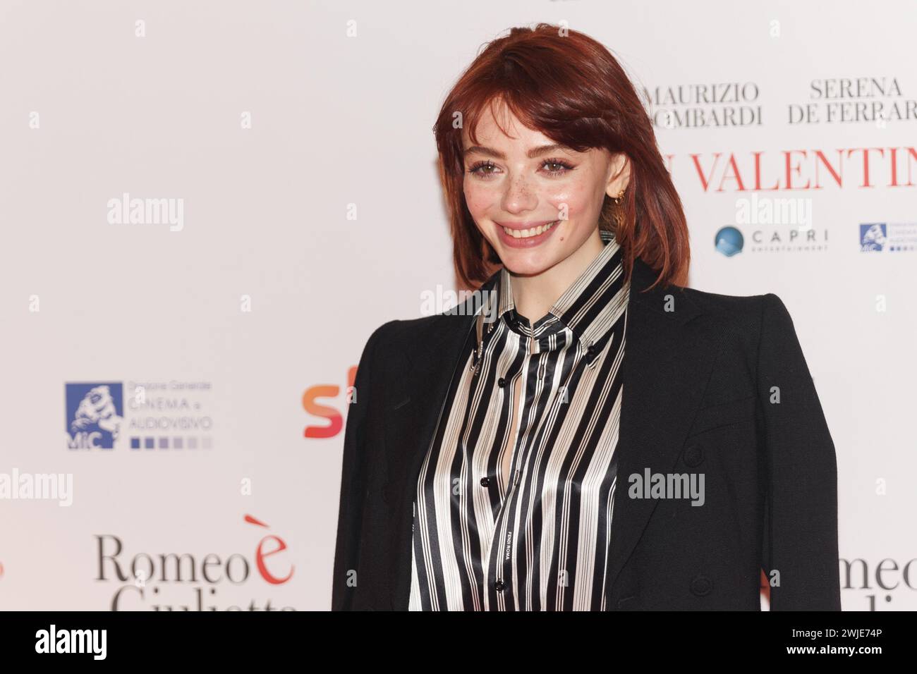 Italien. Februar 2024. 14. Februar 2024, Italien: Serena de Ferrari während des roten Teppichs des Films Romeo e Giulietta, 14. Februar 2024 im Cinema the Space, Rom, Italien. (Bild: © C) Emanuela Vertolli/LPS via Credit: Zuma Press/Alamy Live News Stockfoto