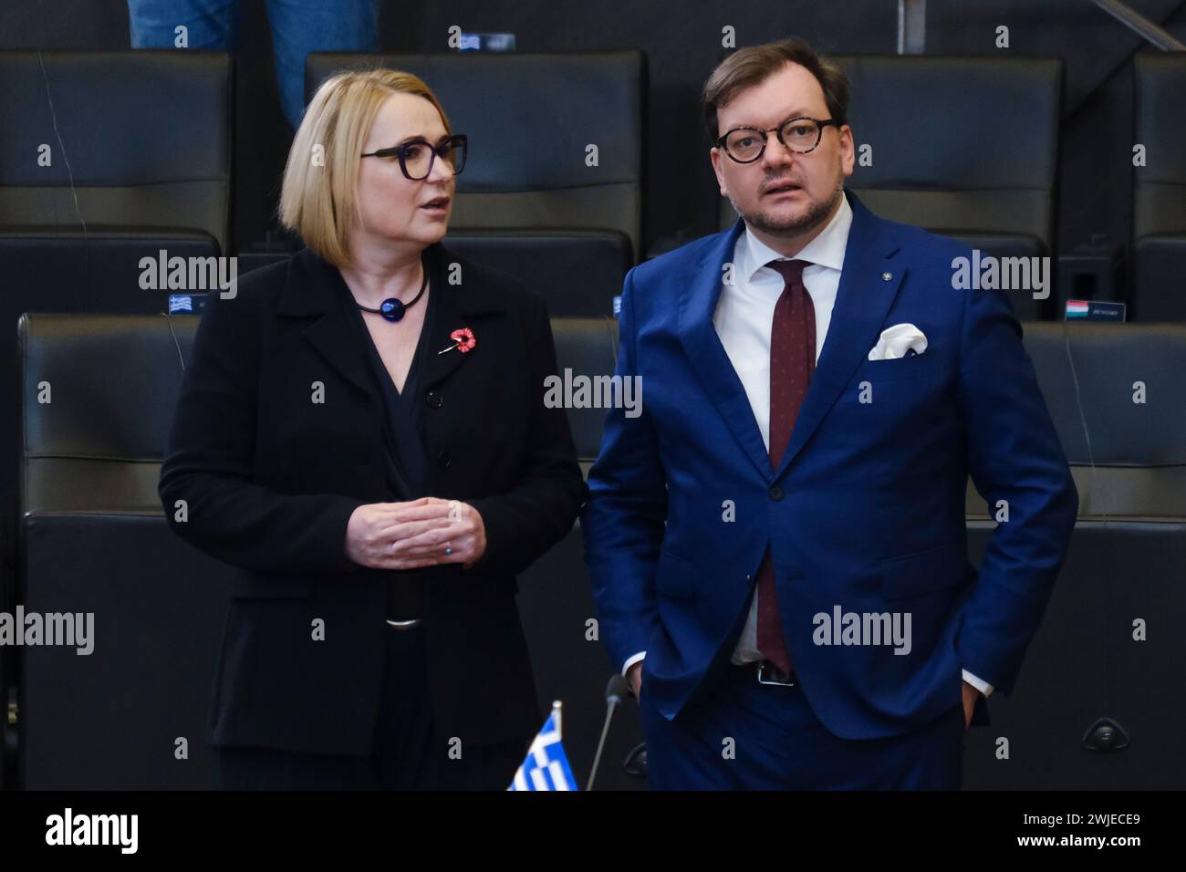 Brüssel, Belgien Februar 2024. Jana Cernochova, Verteidigungsministerin bei einem Treffen im NATO-Hauptquartier in Brüssel, Belgien, am 15. Februar 2024. Quelle: ALEXANDROS MICHAILIDIS/Alamy Live News Stockfoto