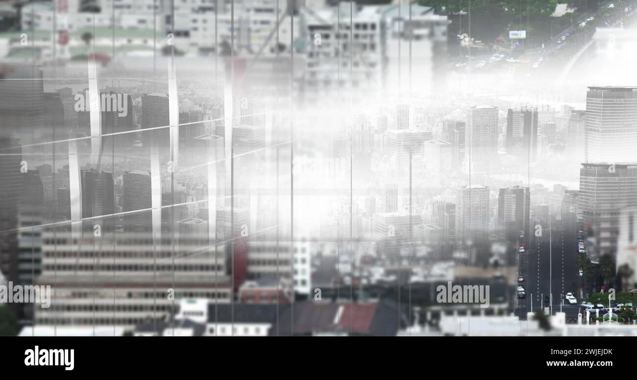 Stadtverbund mit hohen Gebäuden und Autobahnen Stockfoto