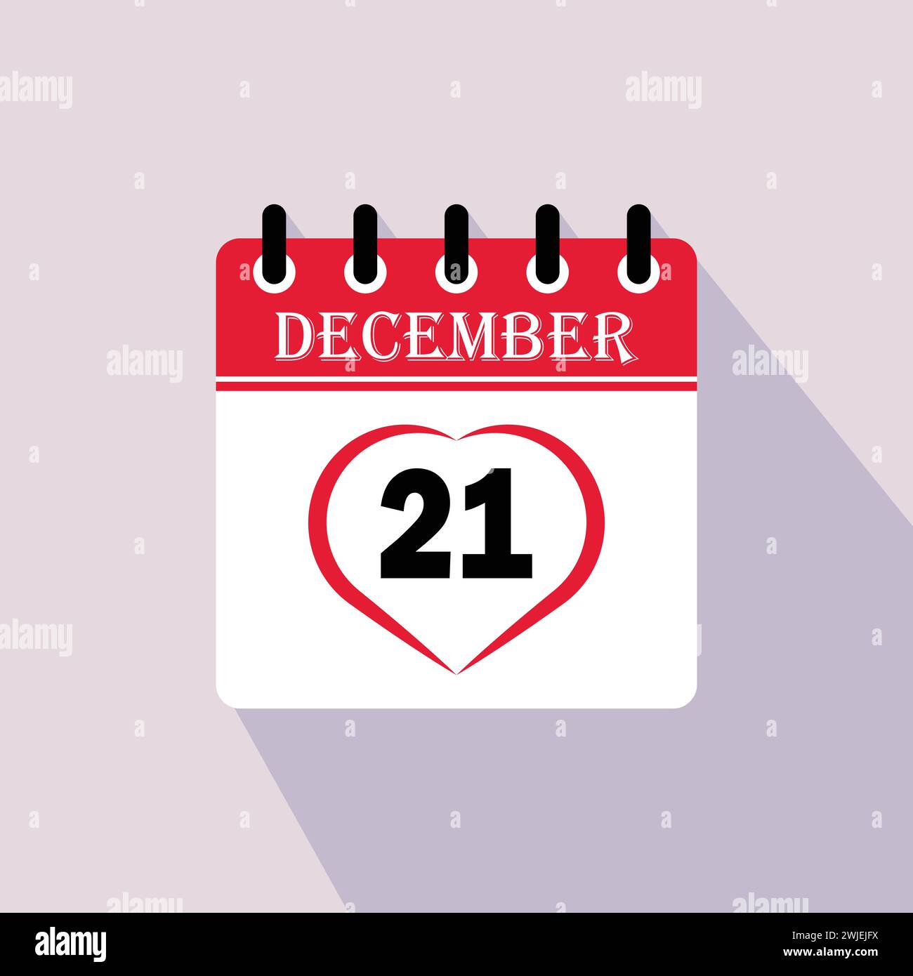 Icon Kalendertag - 21. Dezember. 21 Tage des Monats, Vektorillustration. Stock Vektor
