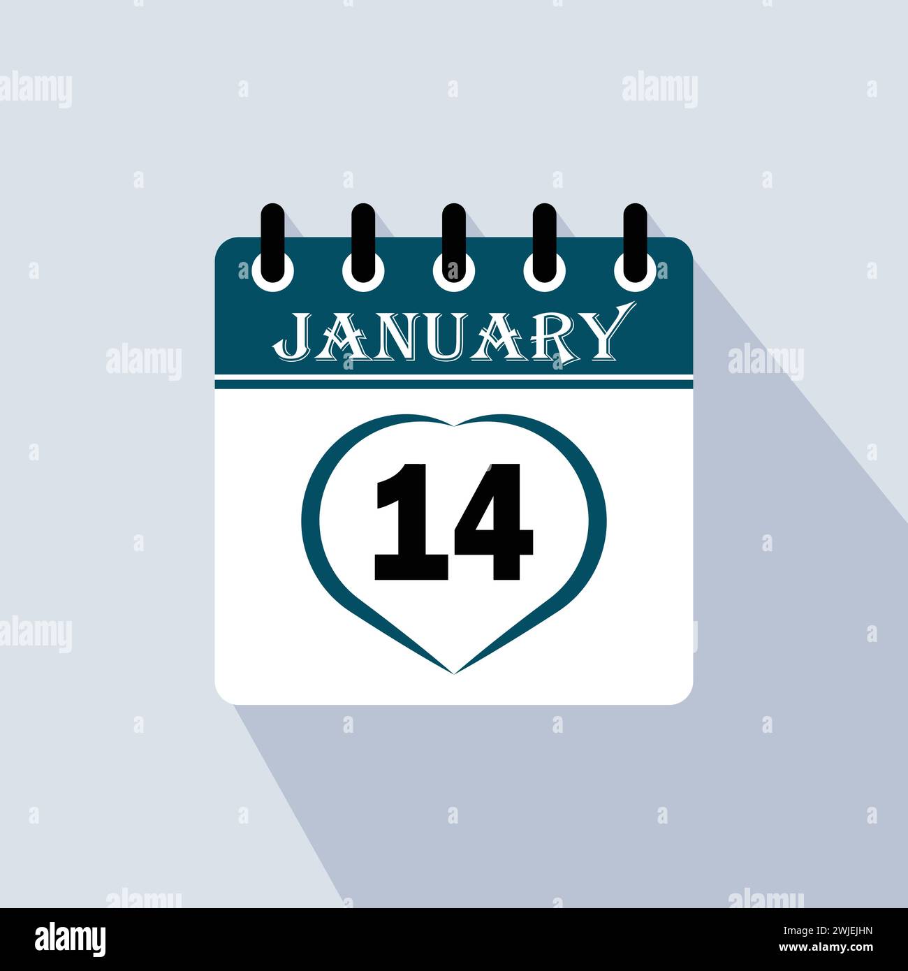 Symbol Kalendertag - 14. Januar. 14. Tage des Monats, Vektorillustration. Stock Vektor
