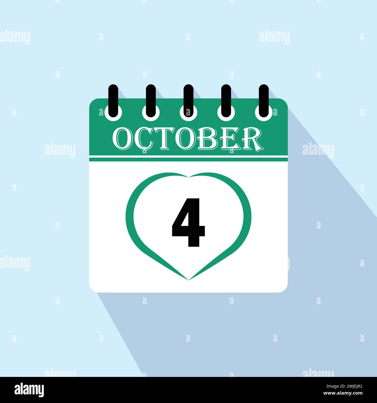 Icon Kalendertag - 4. Oktober. 4. Tage des Monats, Vektorillustration. Stock Vektor