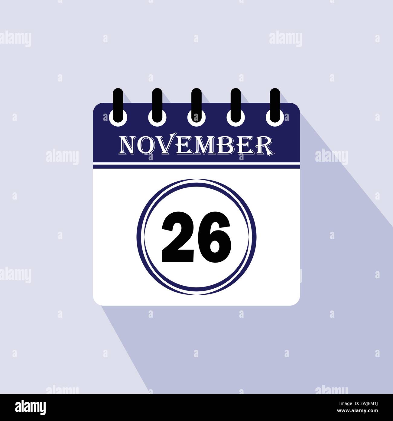 Icon Kalendertag - 26. November. 26 Tage des Monats, Vektorillustration. Stock Vektor