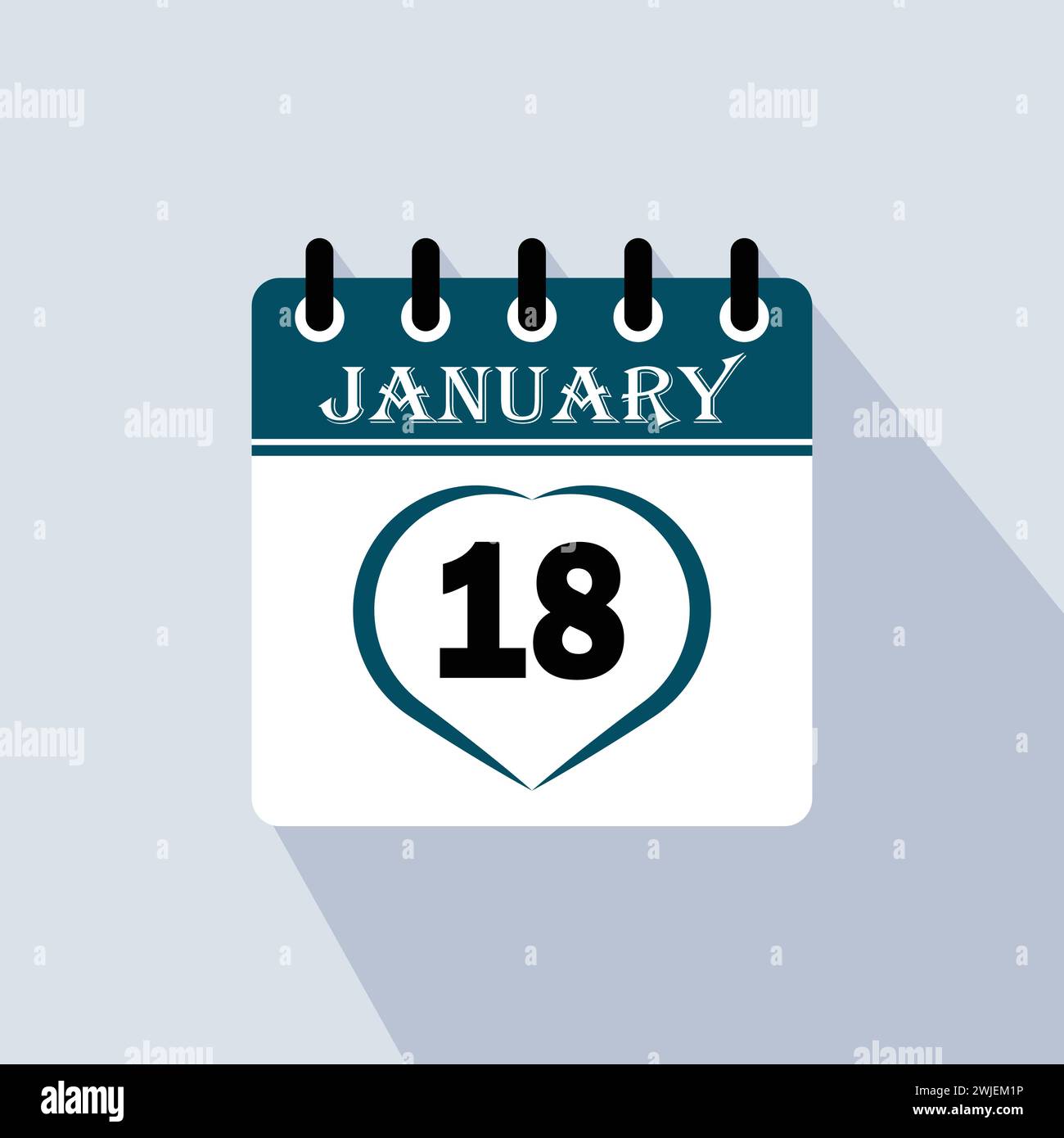 Icon Kalendertag - 18. Januar. 18. Tage des Monats, Vektorillustration. Stock Vektor