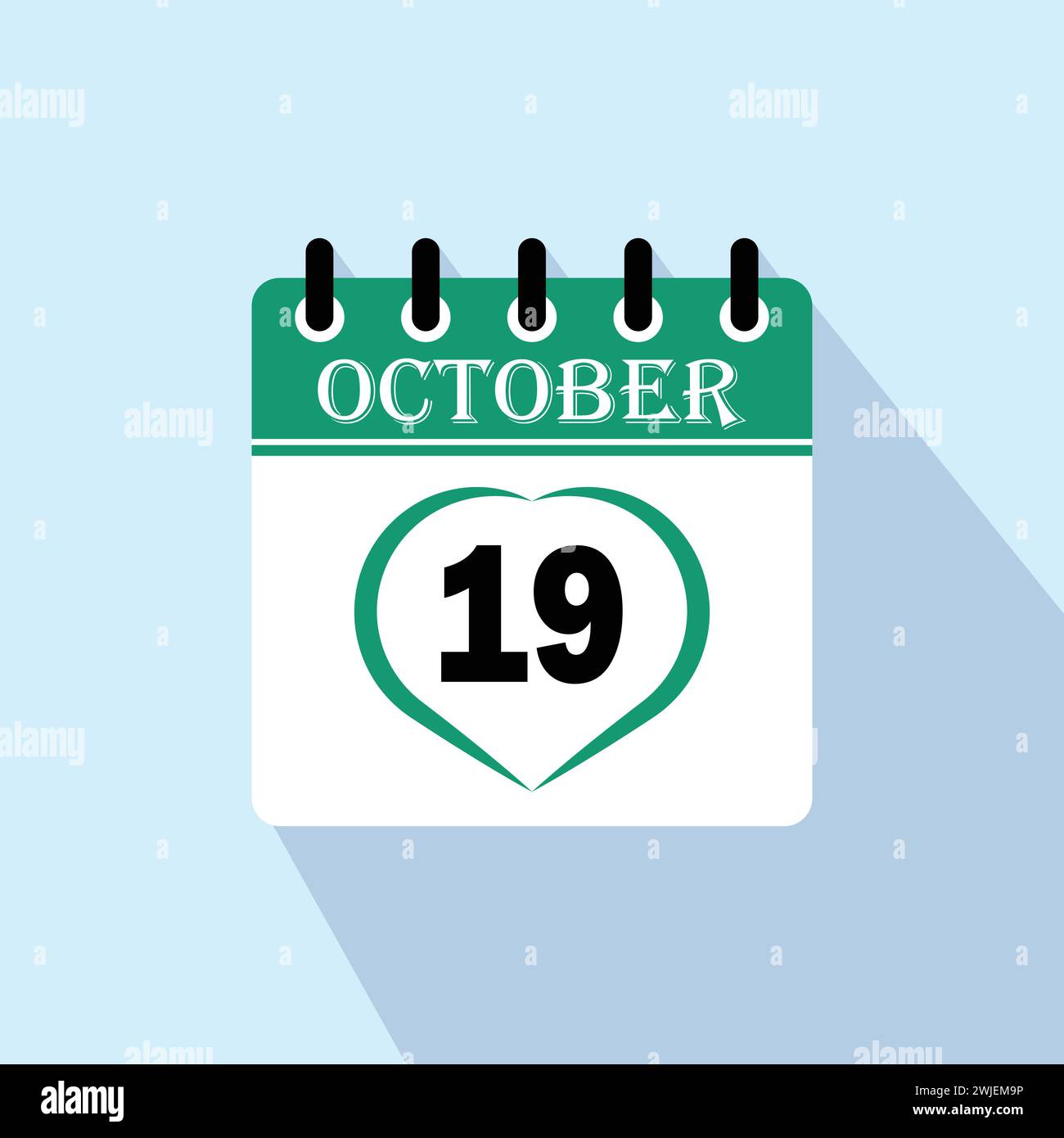 Icon Kalendertag - 19. Oktober. 19. Tage des Monats, Vektorillustration. Stock Vektor