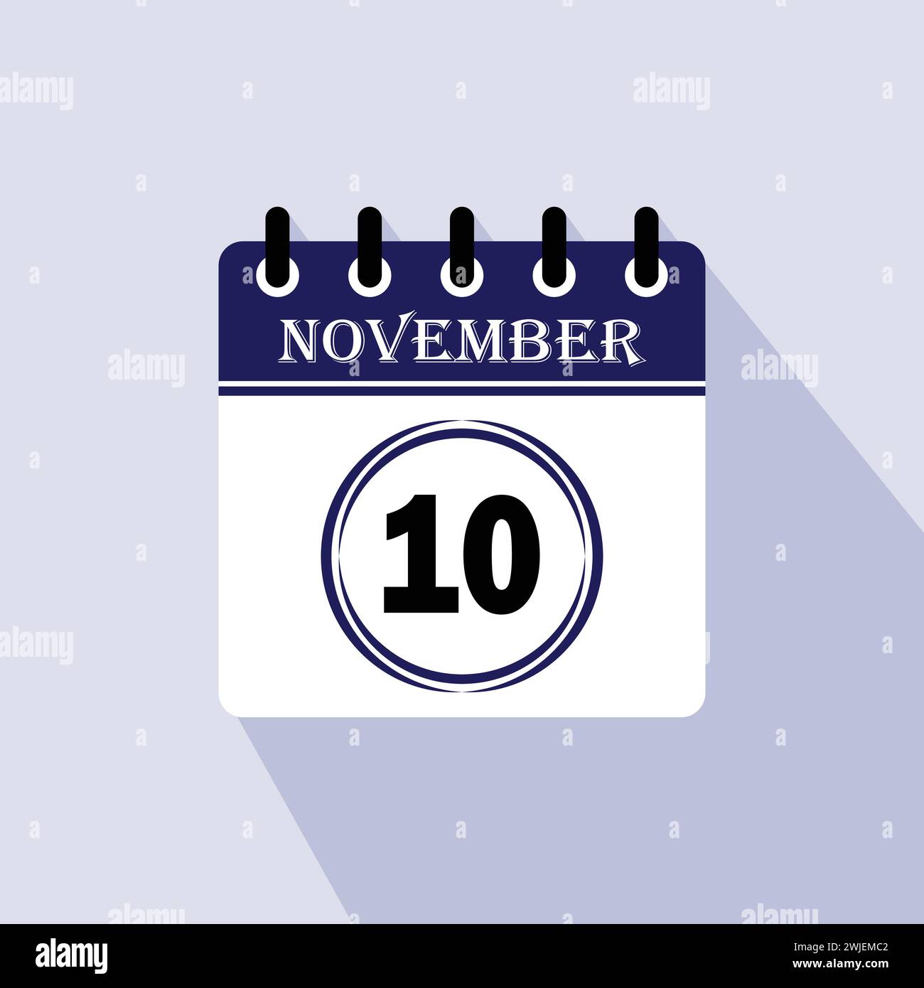 Icon Kalendertag - 10. November. 10. Tage des Monats, Vektorillustration. Stock Vektor