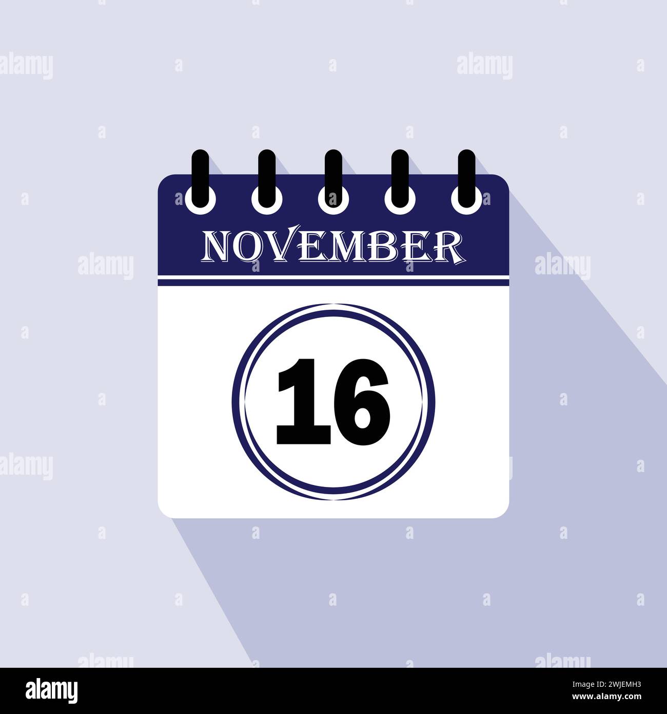 Icon Kalendertag - 16. November. 16. Tage des Monats, Vektorillustration. Stock Vektor