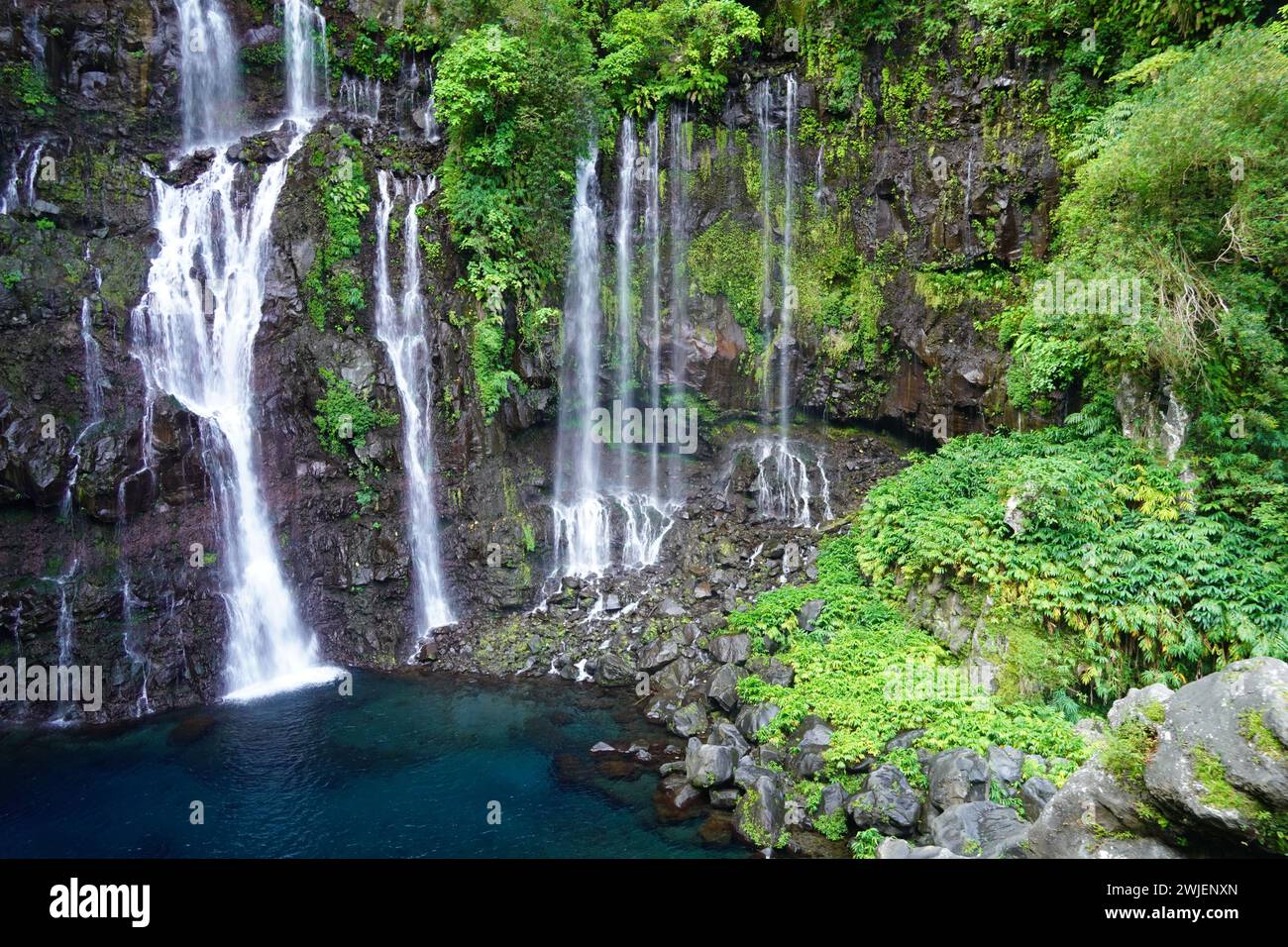 Reunion, (Reunion Island), Saint-Joseph: Der Langevin Wasserfall oder die Grand Galet Falls, südlich der Insel Stockfoto
