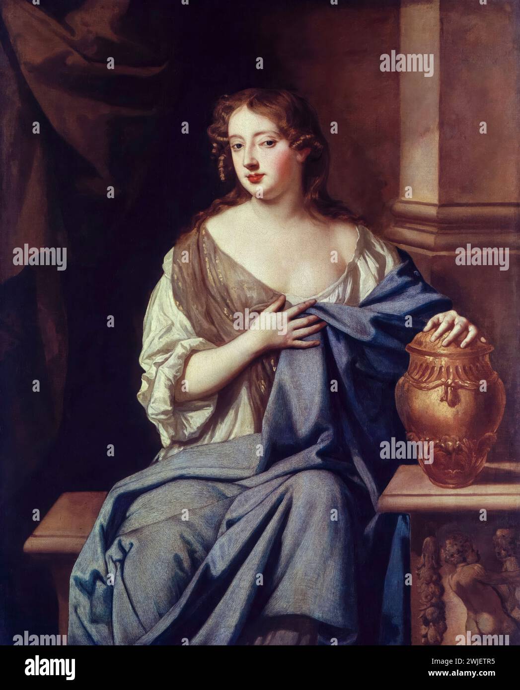 Moll Davis (Mary Davis, ca. 1648–1708), Schauspielerin, Entertainerin und Geliebte von König Karl II. Von England, Porträtmalerei in Öl auf Leinwand nach Sir Peter Lely, vor 1680 Stockfoto