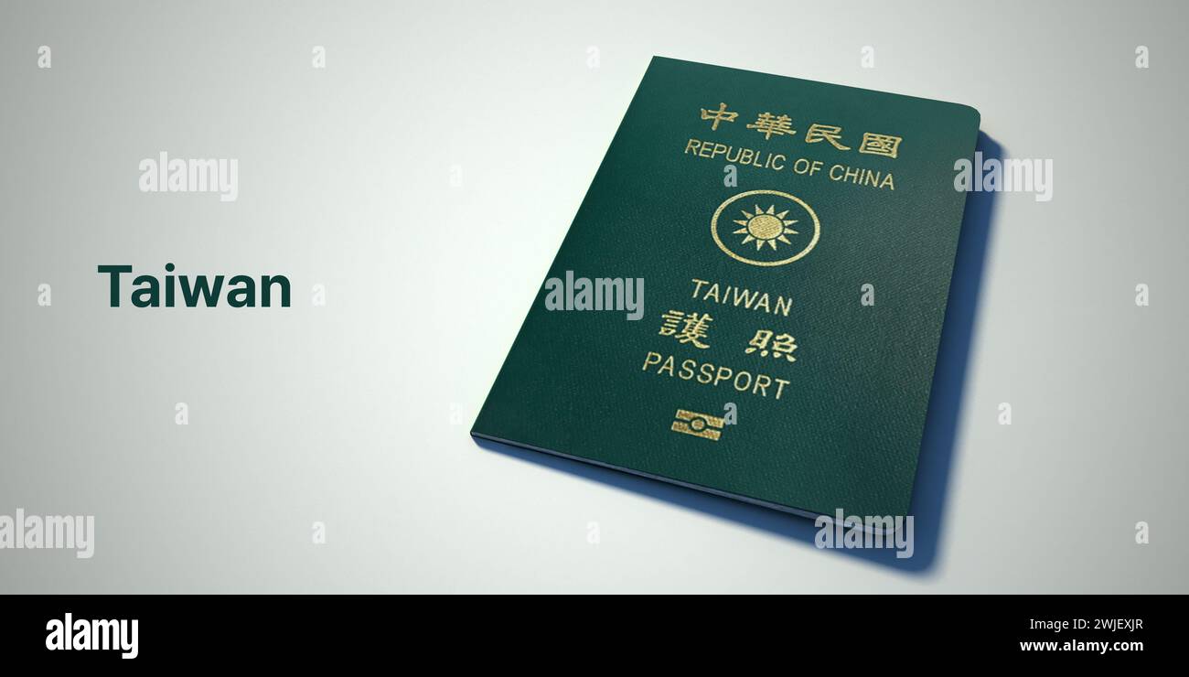 Taiwan Pass. 3D-Rendering-Pass auf weißem Hintergrund. Stockfoto