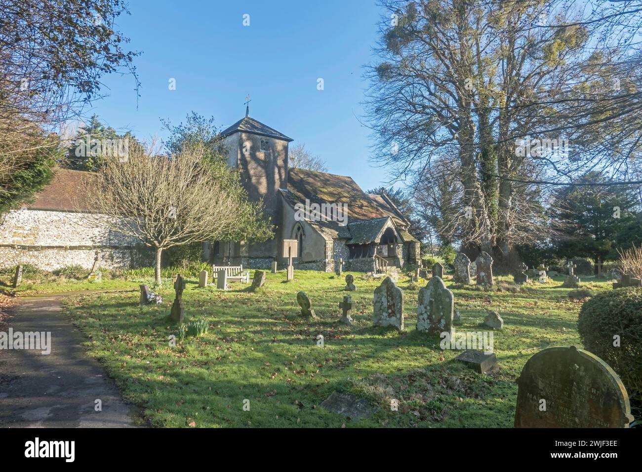 Die winzige St. catherine of siena Kirche im Westen sussex, von der Teile aus dem 11. Jahrhundert stammen Stockfoto