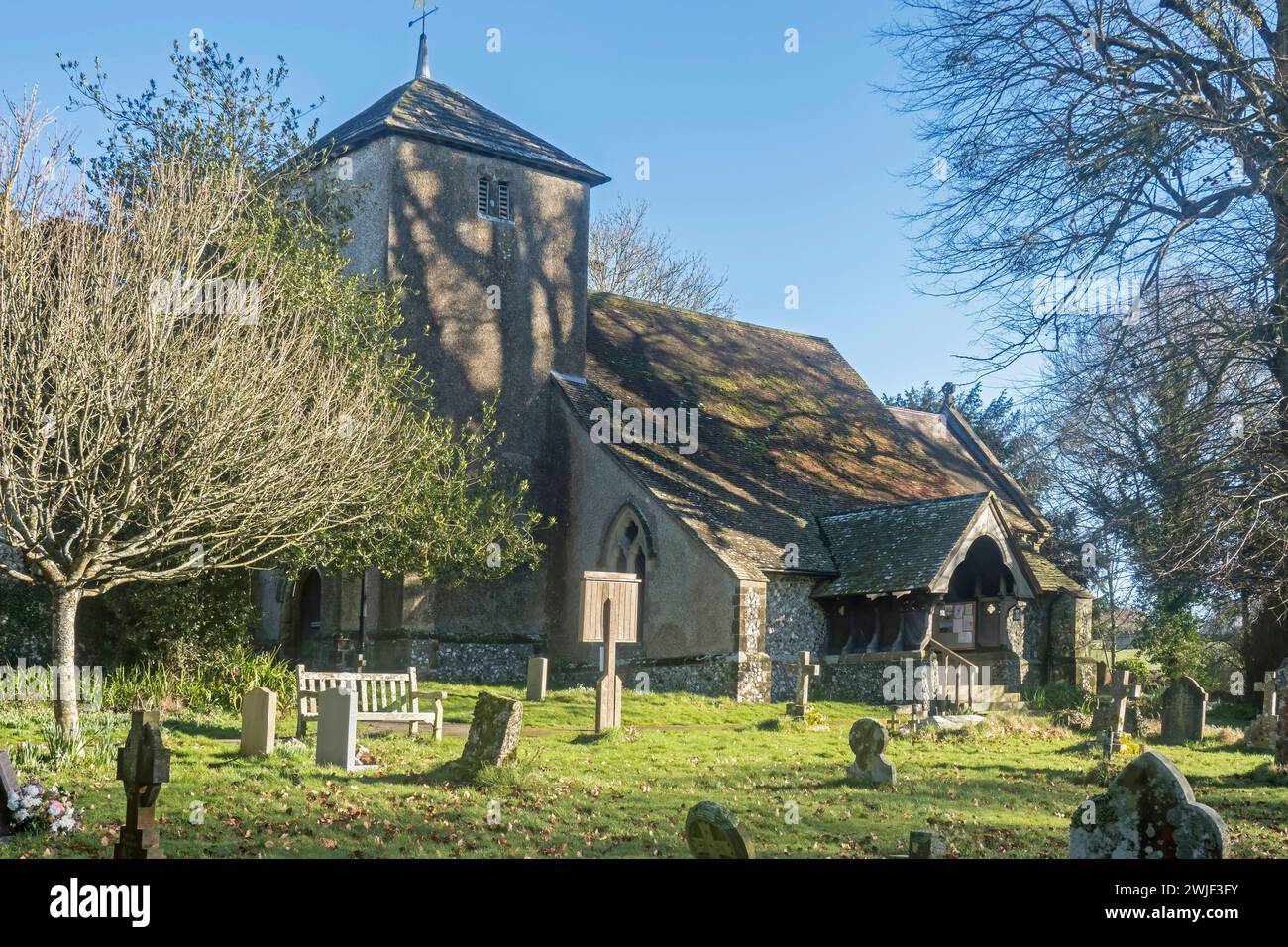 Die winzige St. catherine of siena Kirche im Westen sussex, von der Teile aus dem 11. Jahrhundert stammen Stockfoto