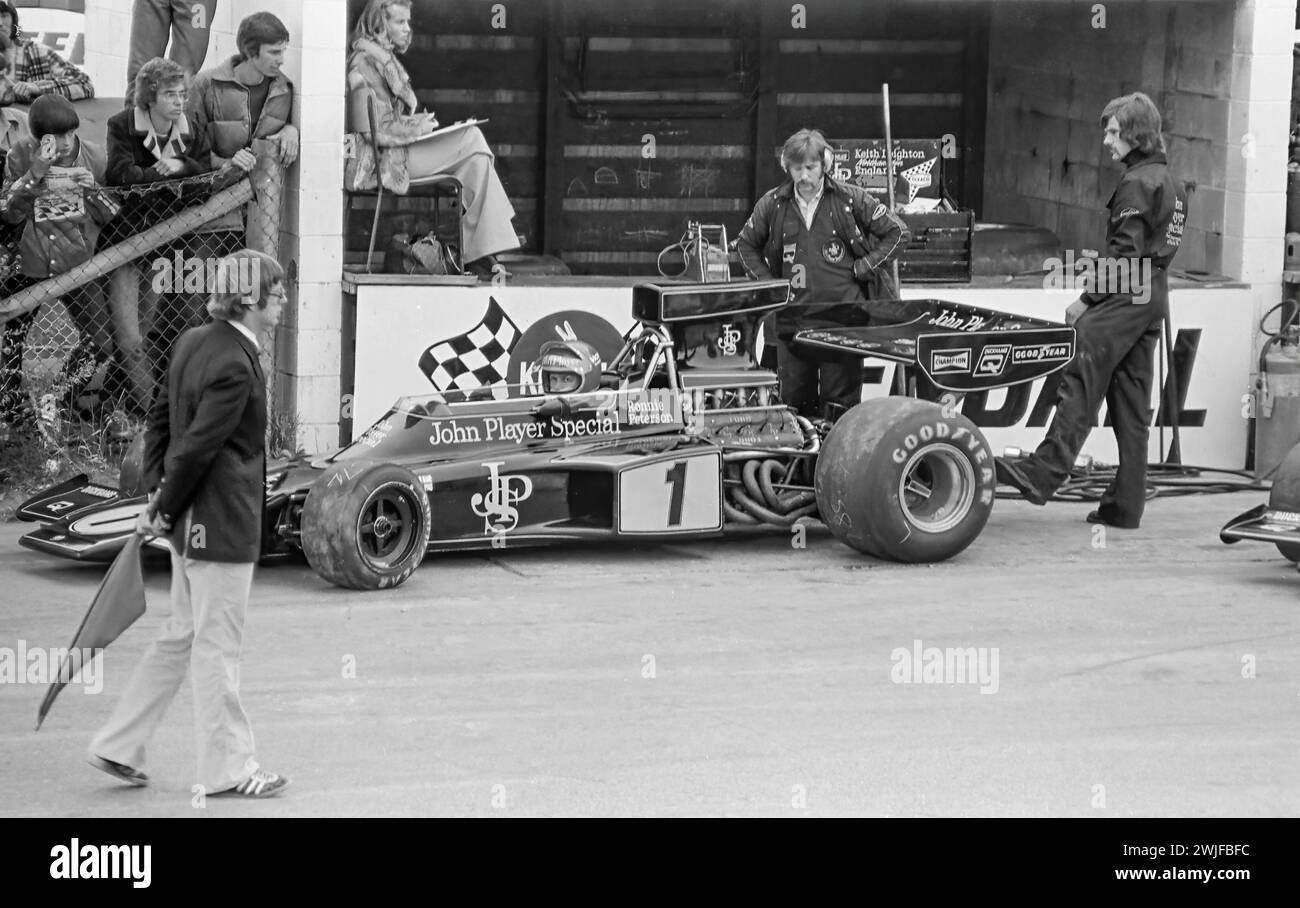John Player Lotus 72 E fuhr von Ronnie Peterson beim Formel 1 Grand Prix 1974 im Mosport Park, startete 10., belegte 3. Platz Stockfoto