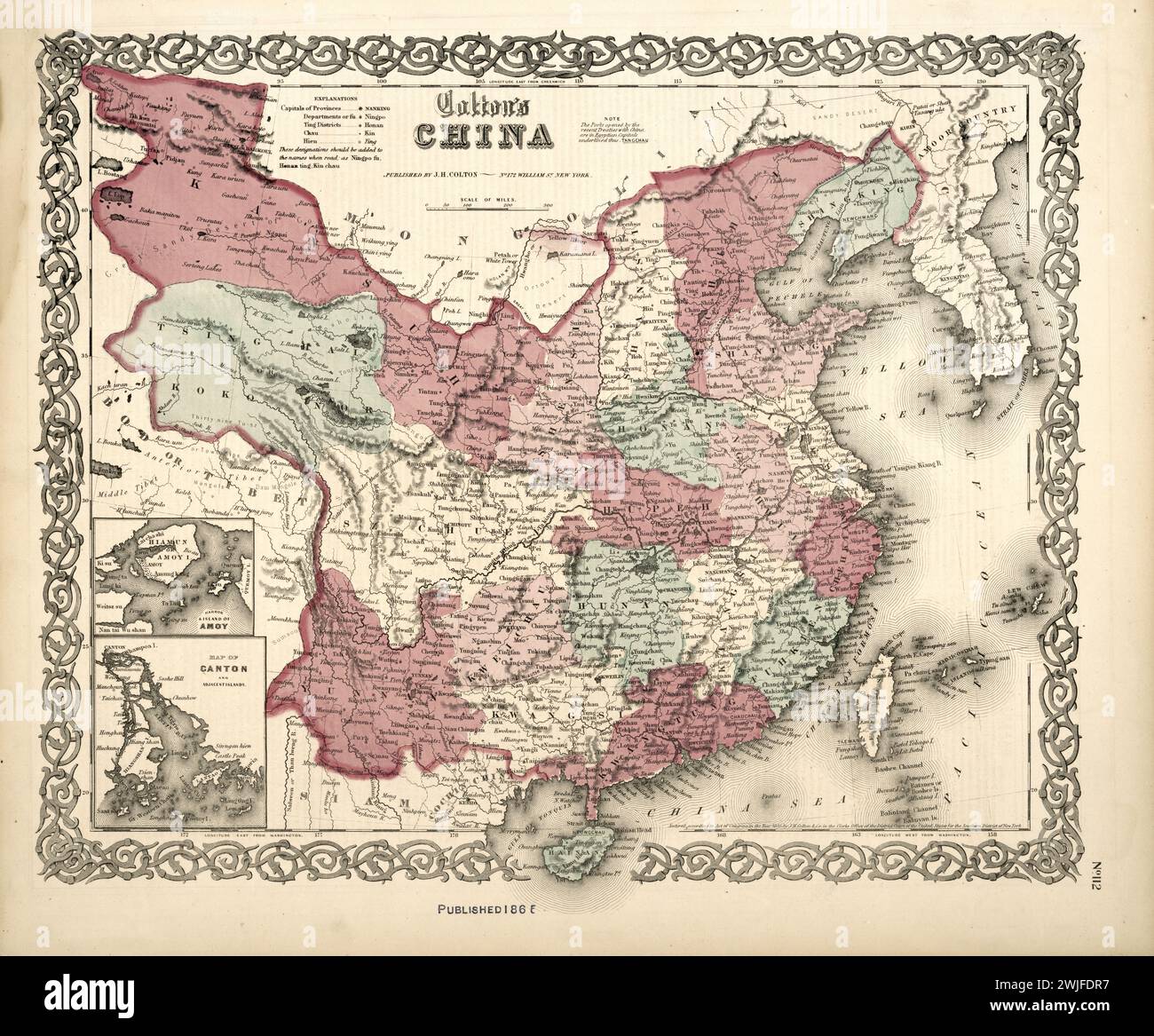 Vintage Colton Map: China, Veröffentlicht 1865. Veröffentlicht von J.H. Colton Stockfoto Vintage Colton Map: China, Veröffentlicht 1865. Veröffentlicht von J.H. Colton Stockfoto