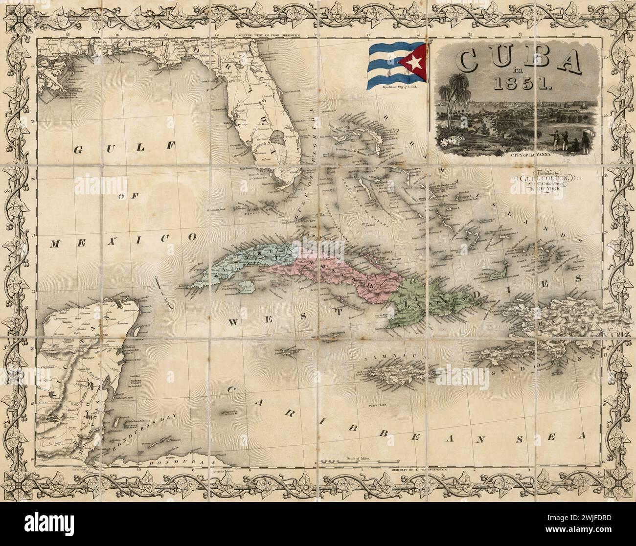 Vintage Colton Landkarte: Kuba im Jahr 1851. Veröffentlicht von J.H. Colton Stockfoto Vintage Colton Landkarte: Kuba im Jahr 1851. Veröffentlicht von J.H. Colton Stockfoto