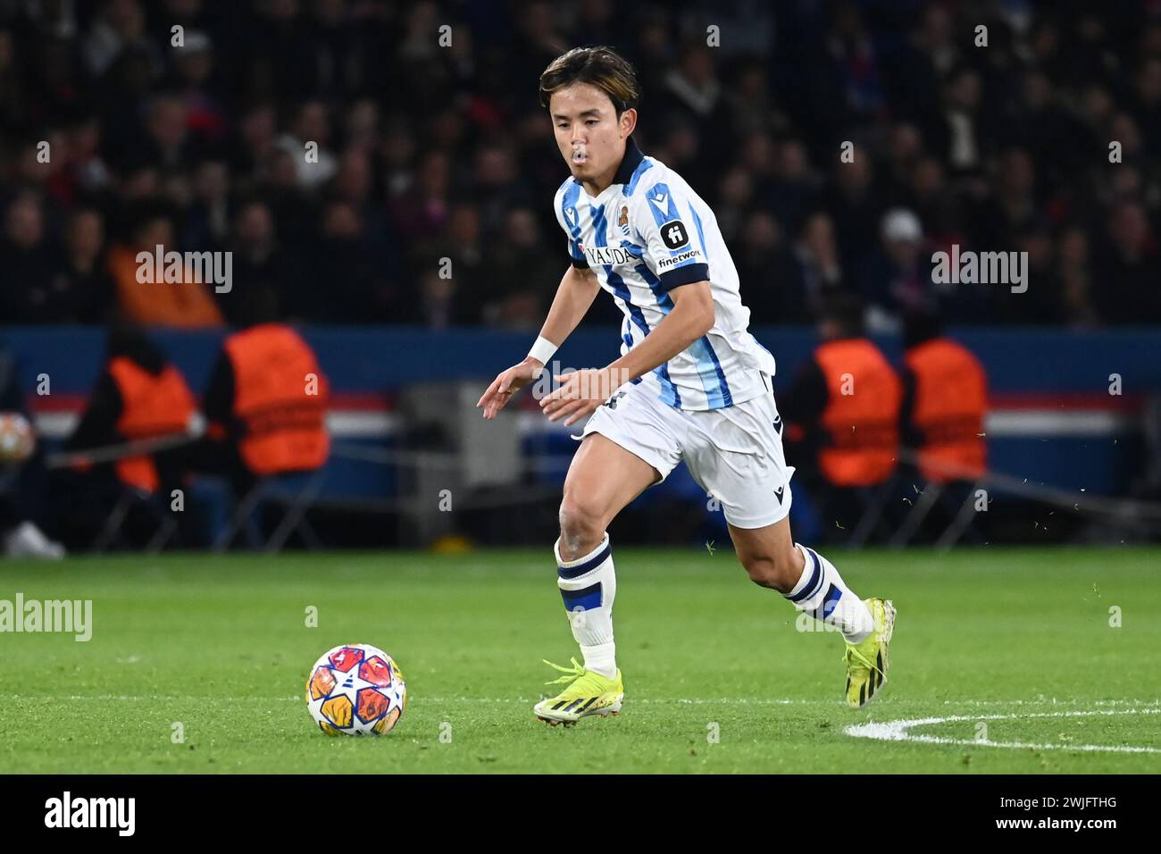 Paris, Frankreich. Februar 2024. Julien Mattia/Le Pictorium - PSG - Real Sociedad - 14/02/2024 - Frankreich/Ile-de-France (Region)/Paris - Takefusa Kubo während der 8. Champions-League-Runde zwischen PSG und Real Sociedad im Parc des Princes, 14. Februar 2024 Credit: LE PICTORIUM/Alamy Live News Stockfoto