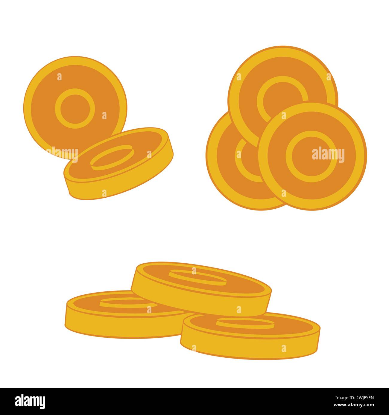 Illustration eines Goldmünzensatzes Stock Vektor