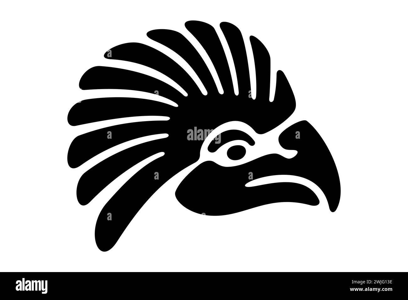 Adlerkopf-Symbol des alten Mexiko. Dekoratives aztekisches Tonstempelmotiv, das den Kopf eines goldenen Adlers zeigt, wie er in Tenochtitlan gefunden wurde. Stockfoto