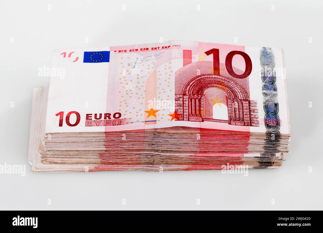 Ein Stapel 10 Euro-Banknoten, Deutschland, Europa Stockfoto