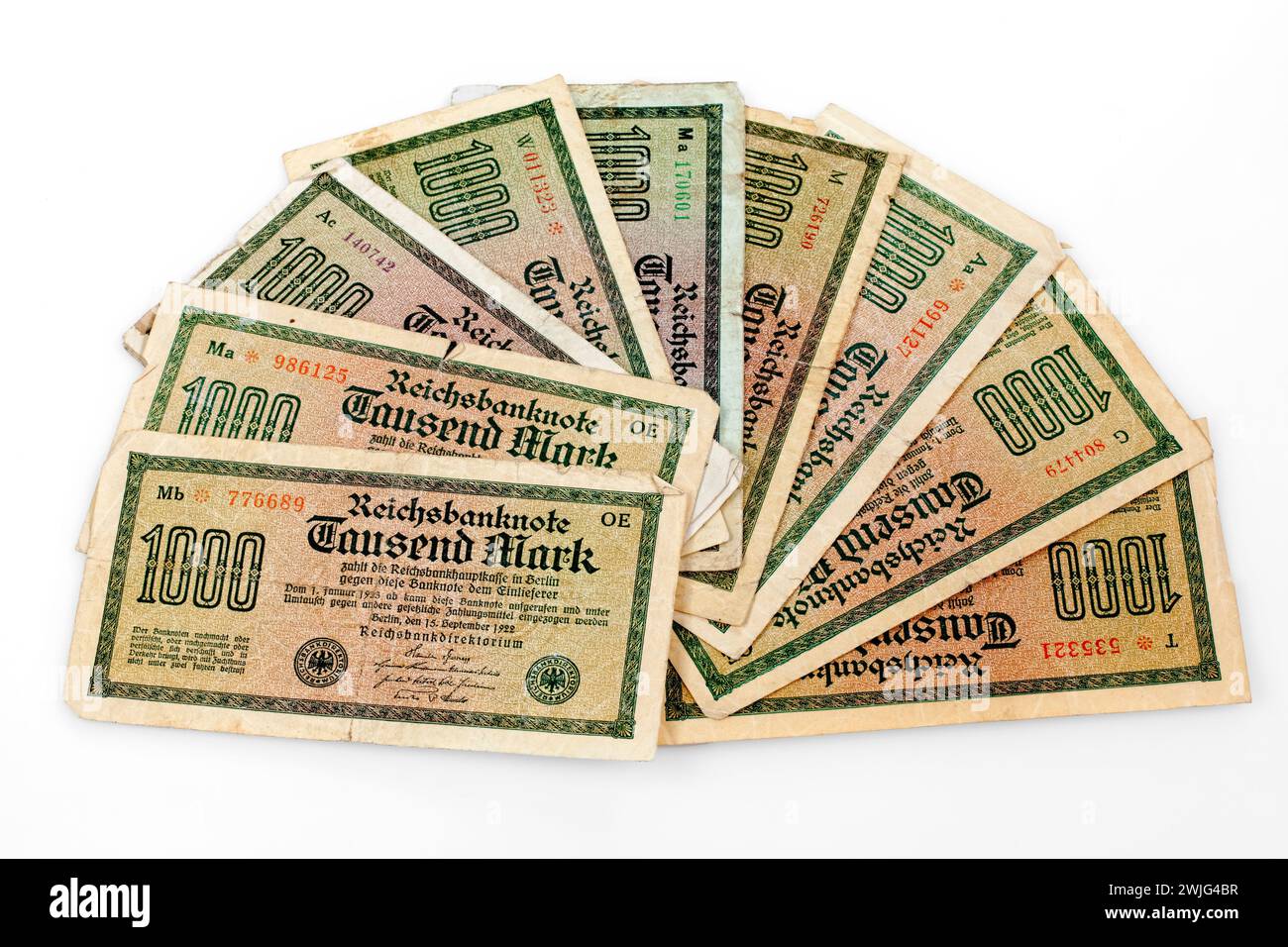 1000 Mark, Reichsbank-Banknoten, Deutschland, 1922, Europa Stockfoto