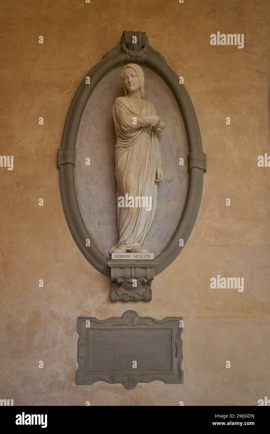 Florence Nightingale Memorial, Carrara Marmor, von Francis William Sargant, 1913, Santa Croce Kirche, Florenz, Italien Stockfoto