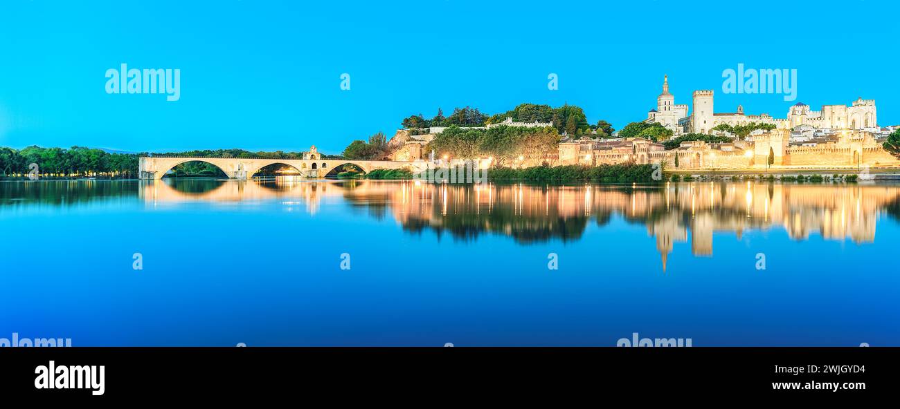 Frankreich - Panoramablick auf die mittelalterliche Stadt Avignon Stockfoto