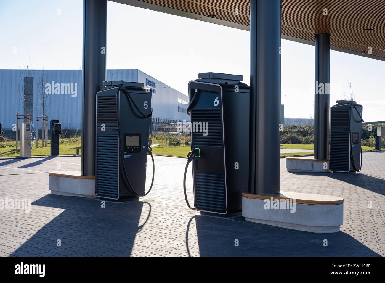 Porsche Charging Lounge Bingen am rhein, Power Charger Elektrofahrzeug, Ladestation, Elektrofahrzeug in Europa, alternative Energie, Technologie Stockfoto