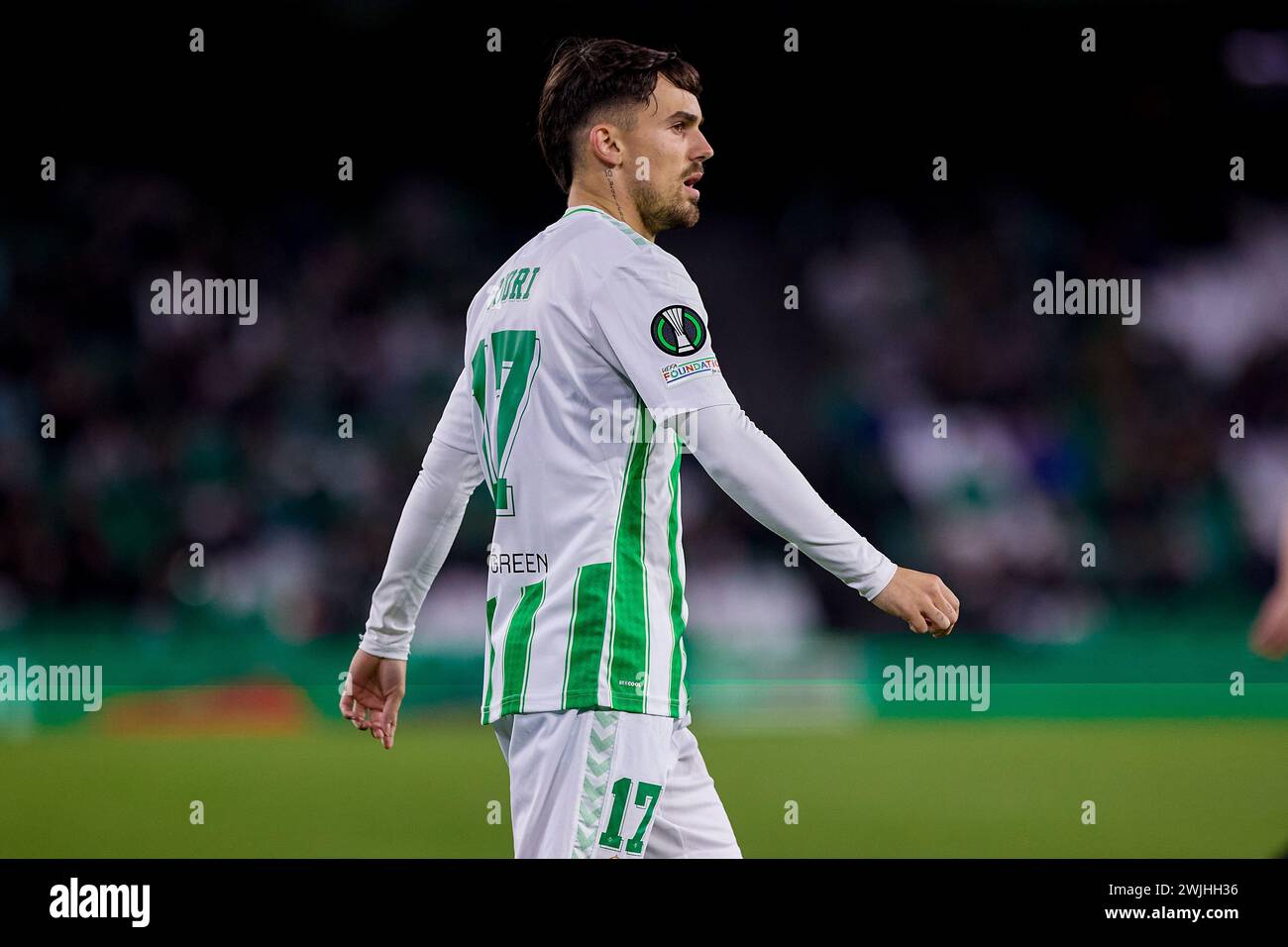 Sevilla, Spanien. Februar 2024. Rodri Sanchez von Real Betis spielte während der UEFA Conference League, dem Zwischenspiel zwischen Real Betis und Dinamo Zagreb, am 15. Februar 2024 im Benito Villamarin Stadion in Sevilla. (Foto: Andres Gongora/PRESSINPHOTO) Credit: PRESSINPHOTO SPORTS AGENCY/Alamy Live News Stockfoto