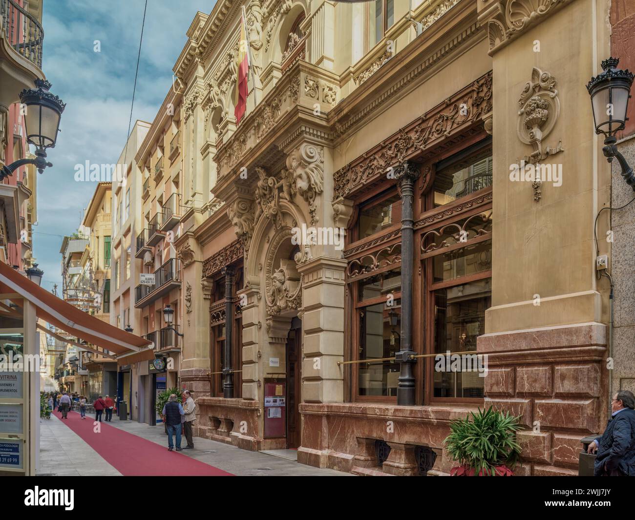 Das Real Casino von Murcia oder Casino de Murcia ist eines der emblematischsten Gebäude der Stadt mit dem gleichen Namen, Hauptstadt der Region Murcia. Stockfoto