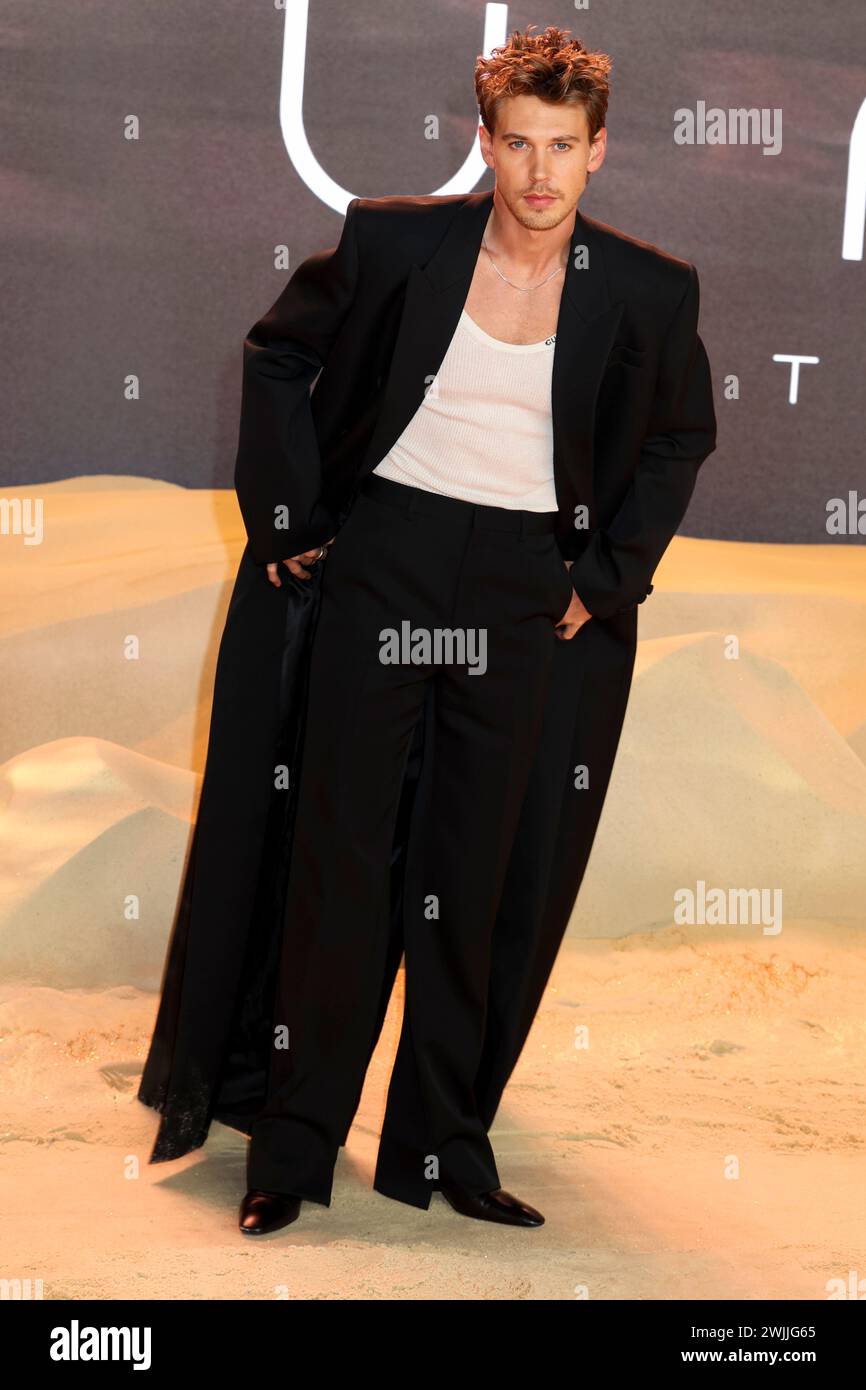 London, Großbritannien. Februar 2024. Austin Butler at the Dune: Teil zwei Weltpremiere im Odeon Luxe am Leicester Square, London. (Foto: Cat Morley/SOPA Images/SIPA USA) Credit: SIPA USA/Alamy Live News Stockfoto