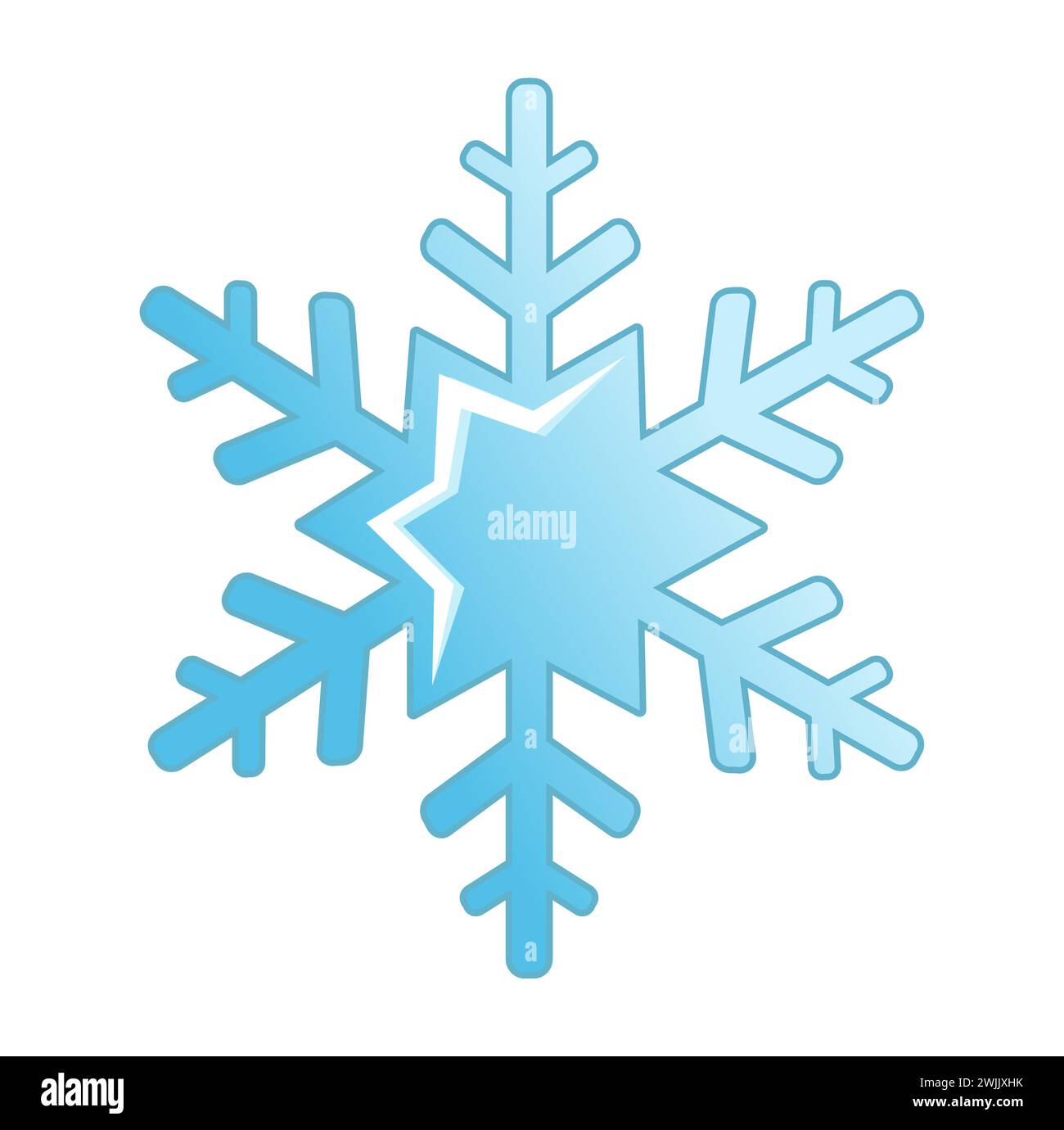 Nettes Vektor isoliertes Wetter App Symbol mit blauer Schneeflocke. Schnittstellenelemente in flacher Ausführung. Minimaler Zeichentrickfilm für Design-Webbanner und g Stock Vektor